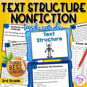 Nonfiction Text Structure Reading Task Cards 3rd Grade Florida BEST ELA.3.R.2.1