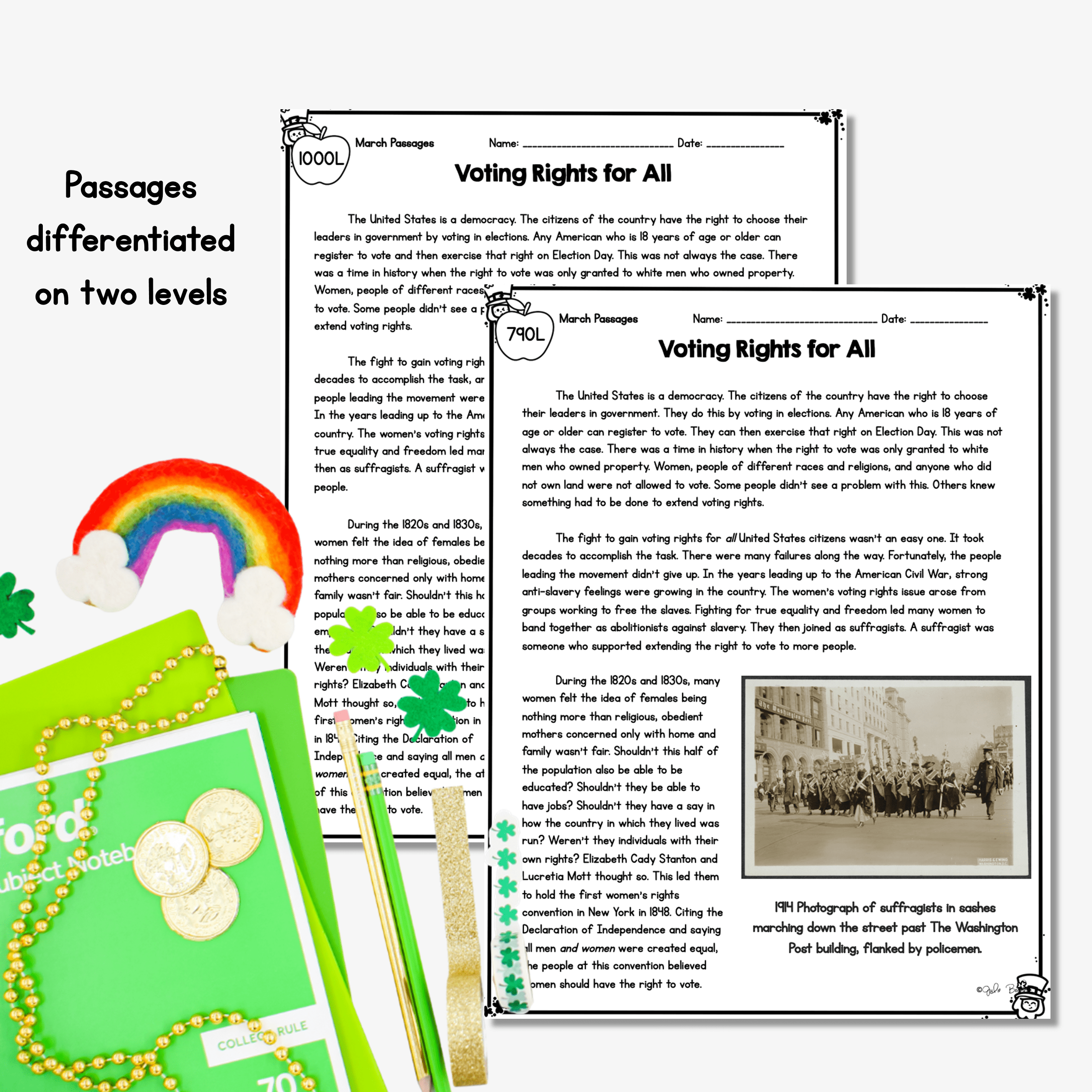 March Lexile Leveled Differentiated Reading Passages - 4th & 5th Grade - Image 2