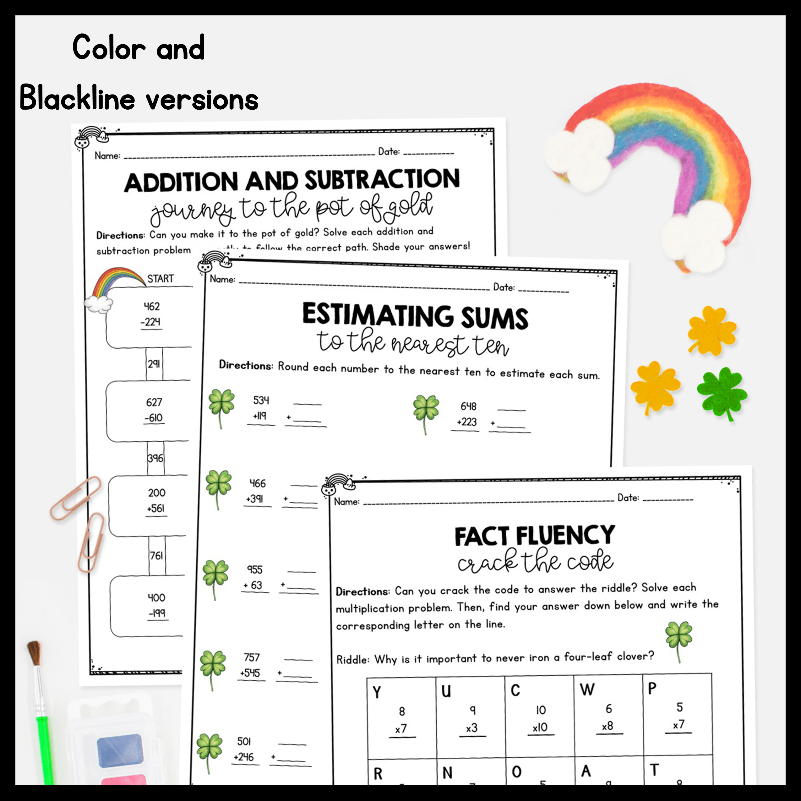 March Themed Math Practice - 3rd Grade - Image 2