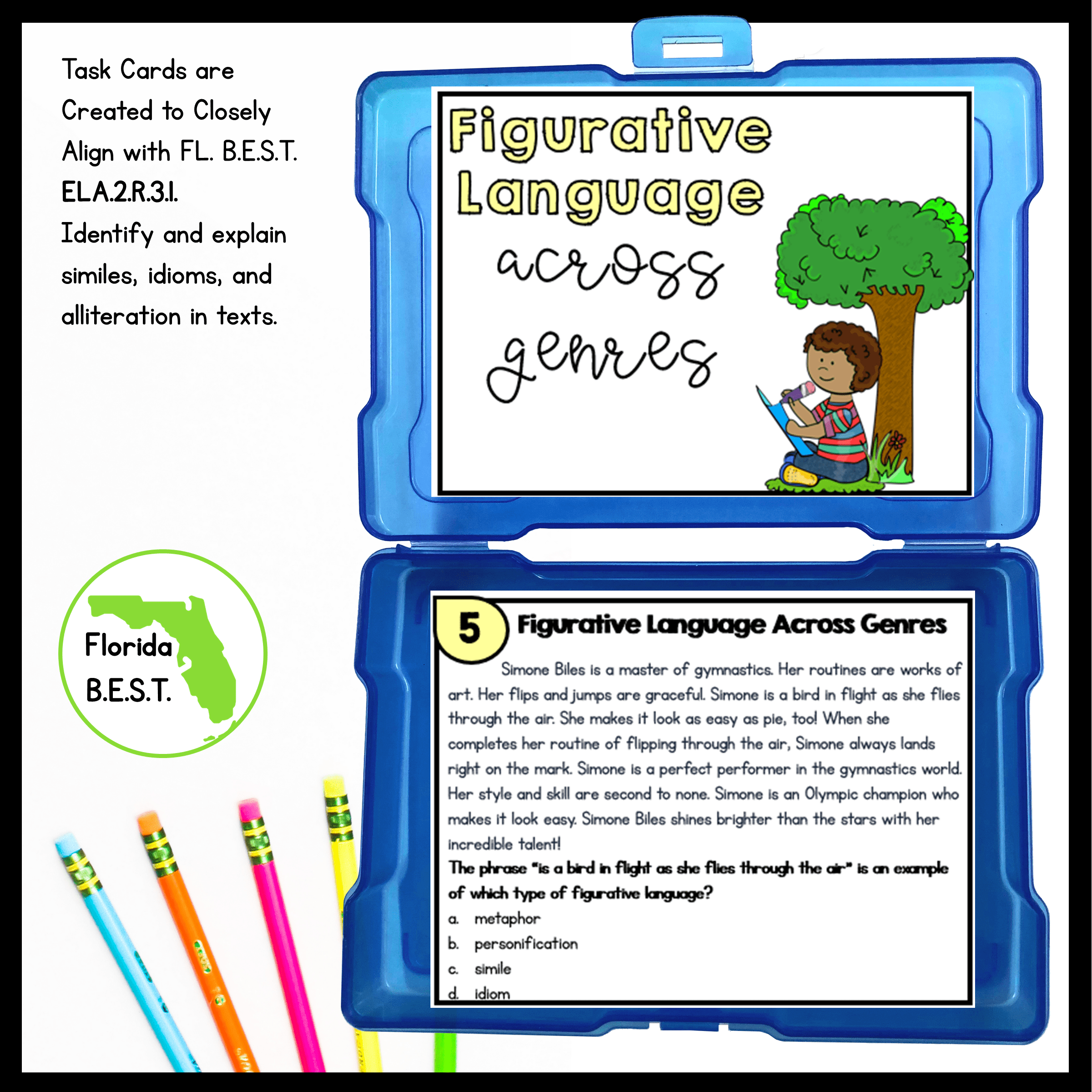Figurative Language Reading Task Cards - 2nd Grade - Florida FL BEST ELA.2.R.3.1 - Image 2