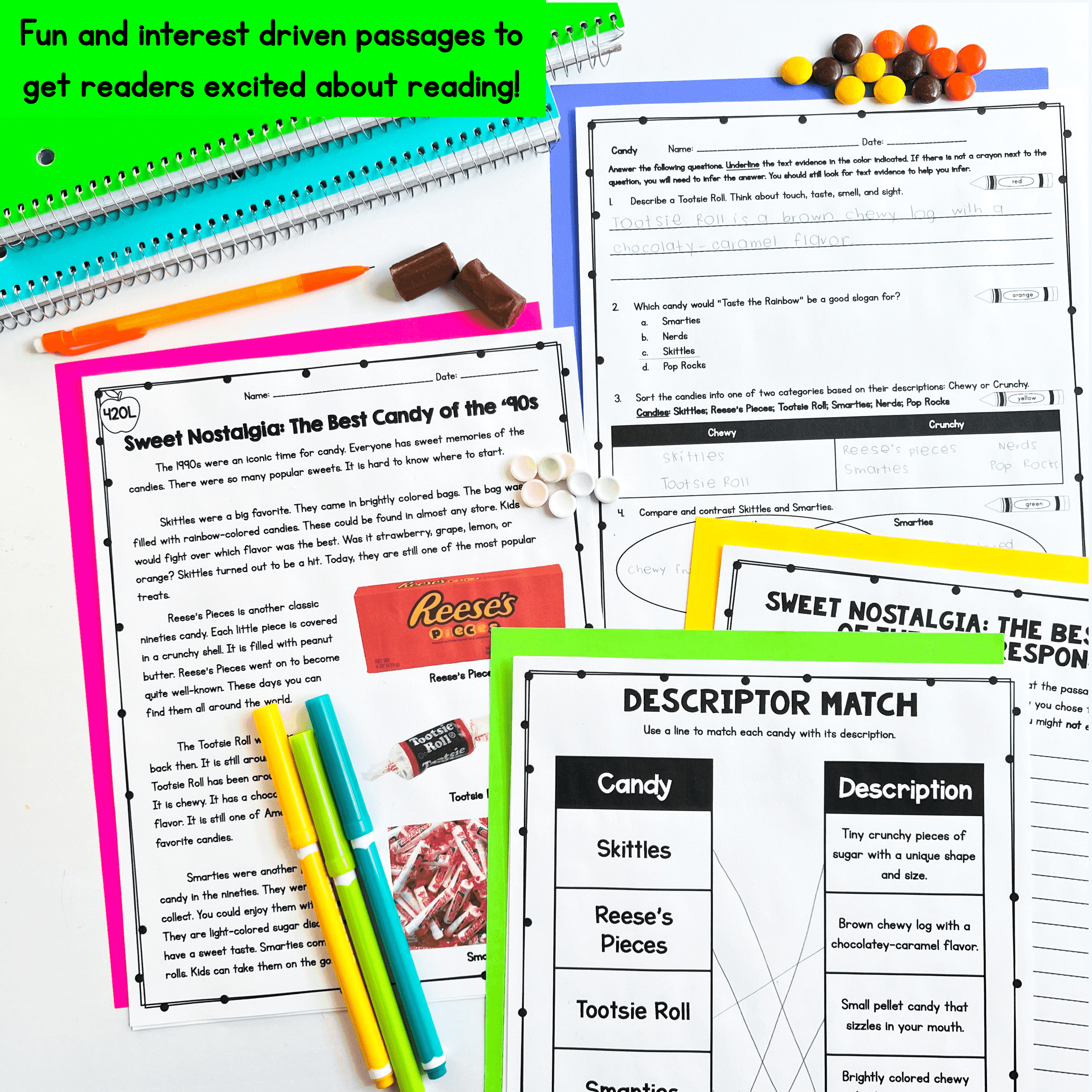 Candy Differentiated Close Reading Comprehension Passages Question Lexile Levels - Image 2