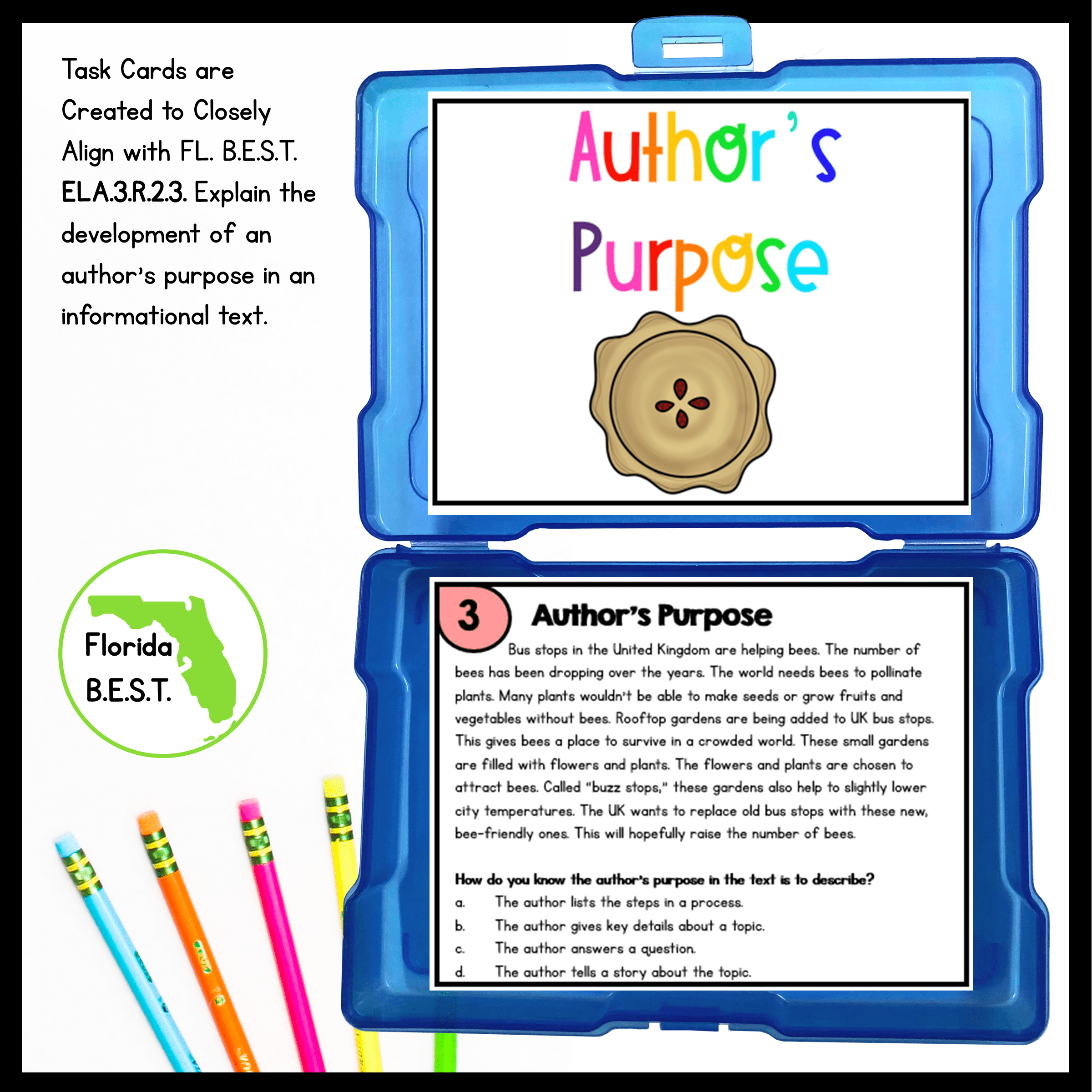Author's Purpose Task Cards - 3rd Grade - FL BEST ELA.3.R.2.3 - Image 2