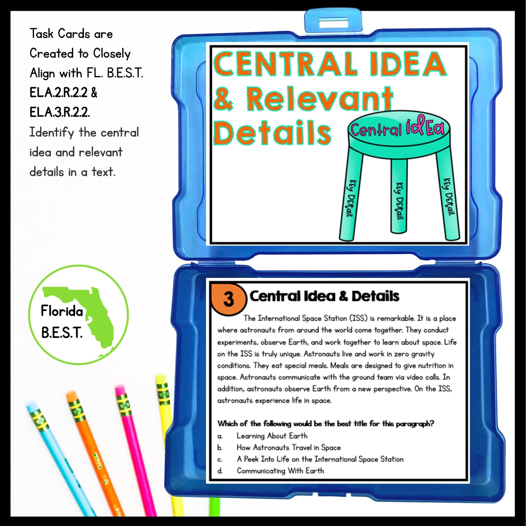 Central Idea & Details Task Cards - 2nd Grade - FL BEST ELA.2.R.2.2 - Image 2