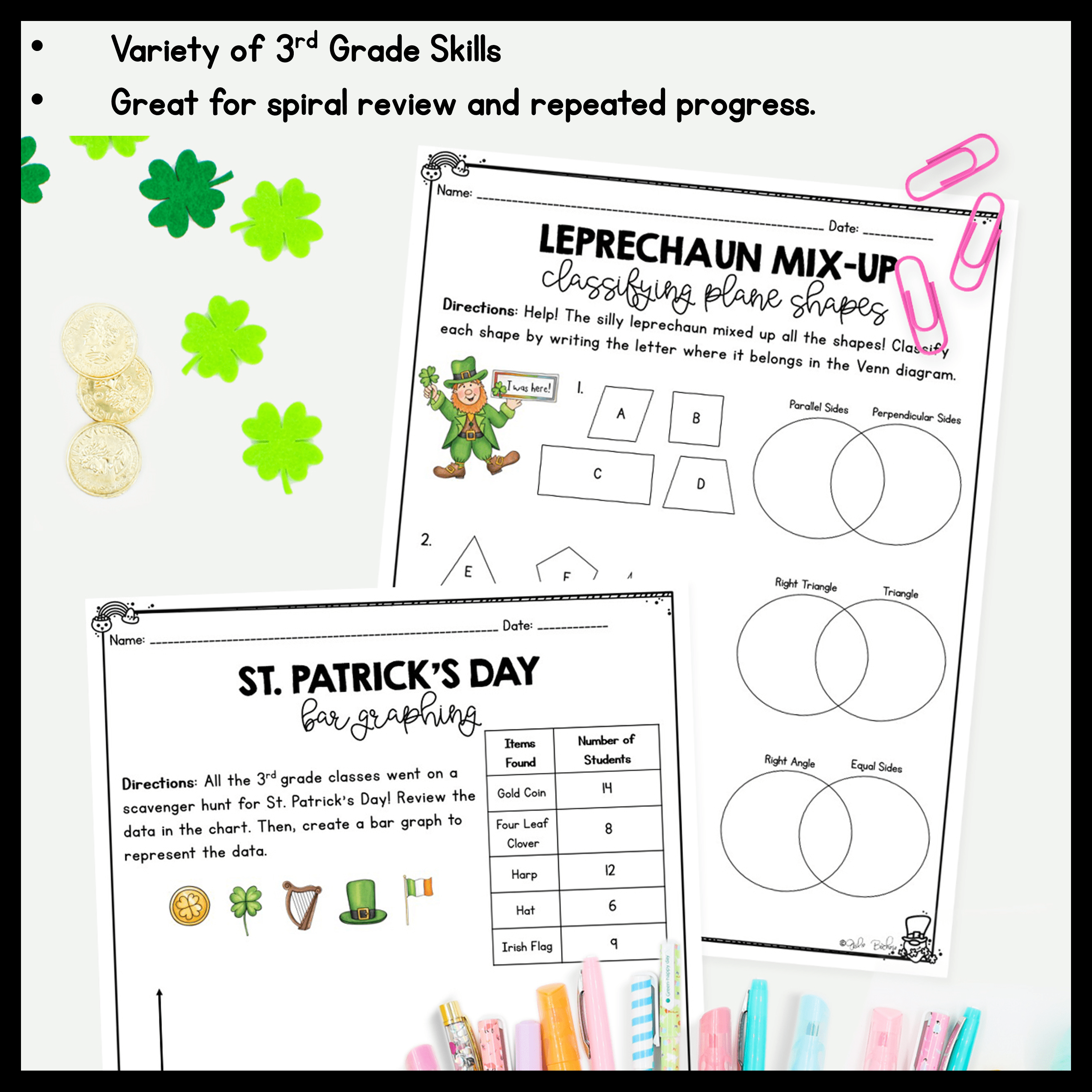 March Themed Math Practice - 3rd Grade - Image 3