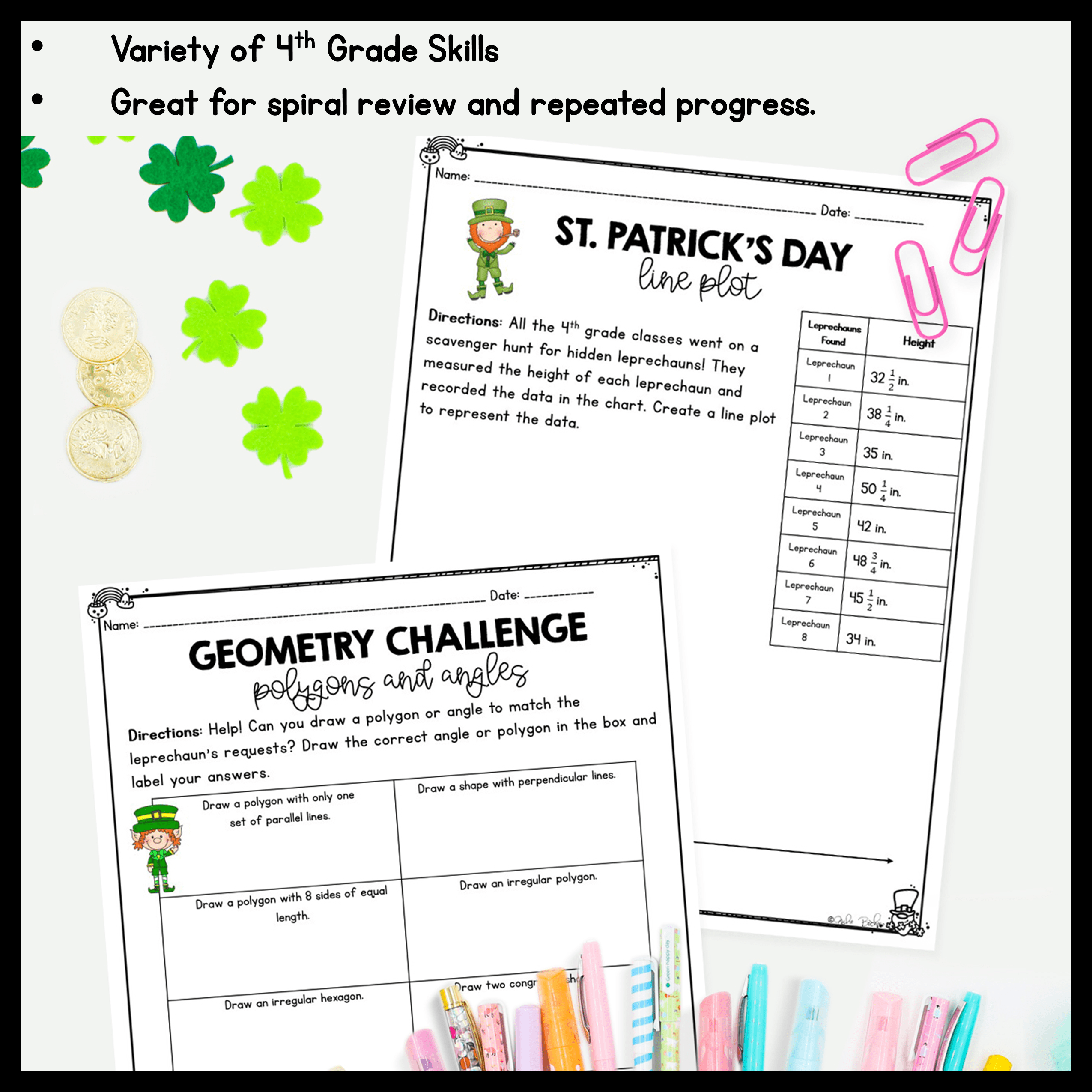 March Themed Math Practice - 4th Grade - Image 3