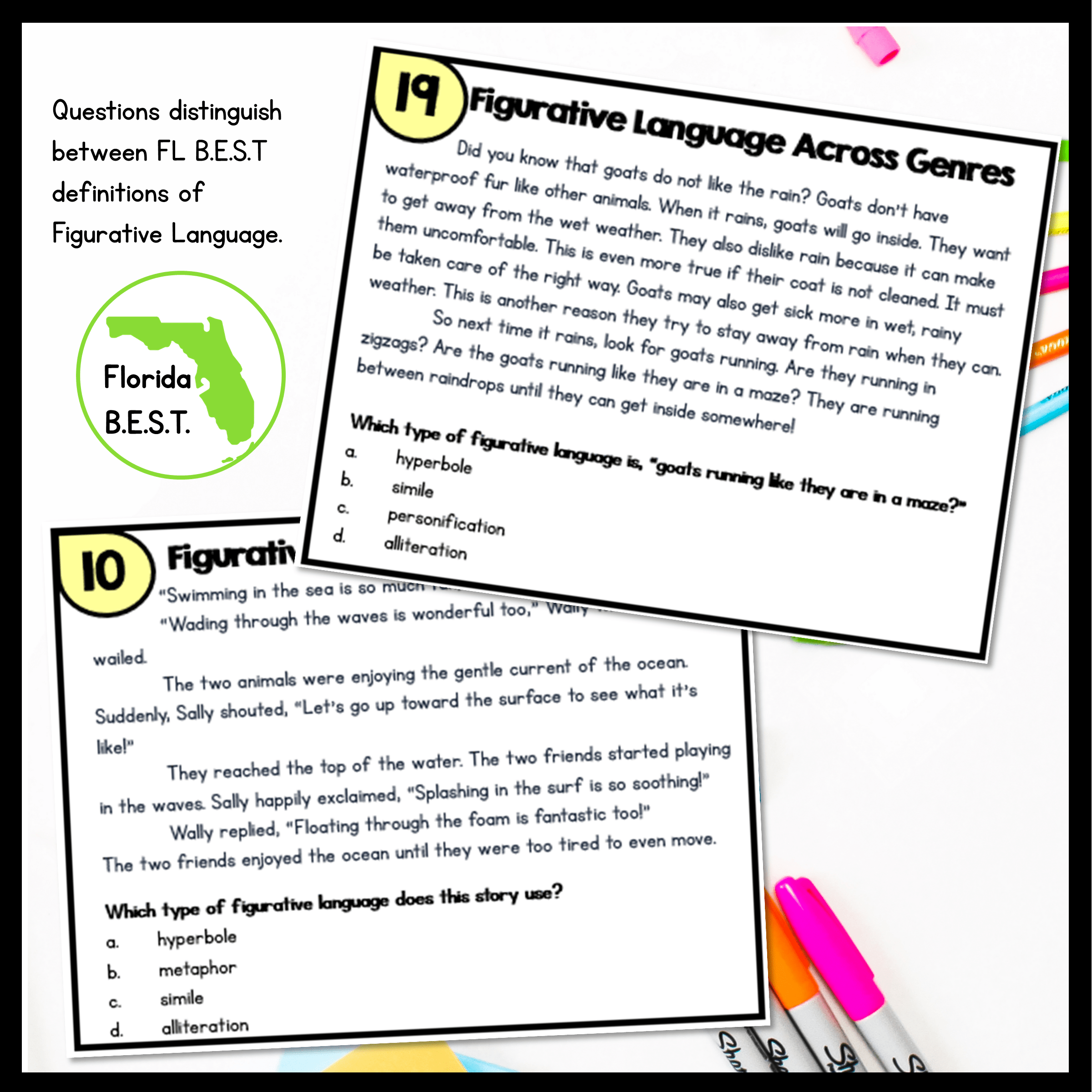 Figurative Language Reading Task Cards - 2nd Grade - Florida FL BEST ELA.2.R.3.1 - Image 3