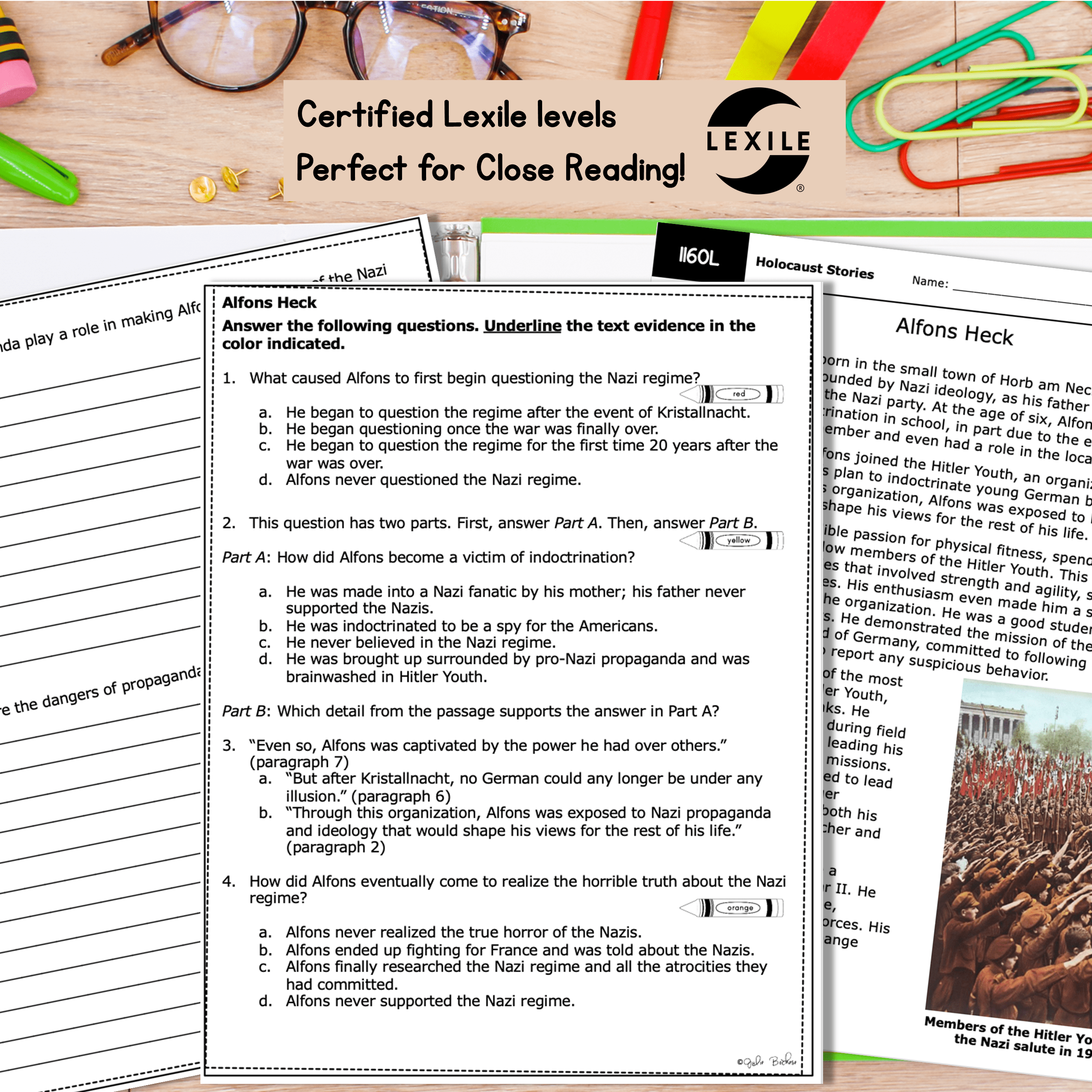 Holocaust Stories - Reading Comprehension Passages - 6th-8th Grade - Image 3