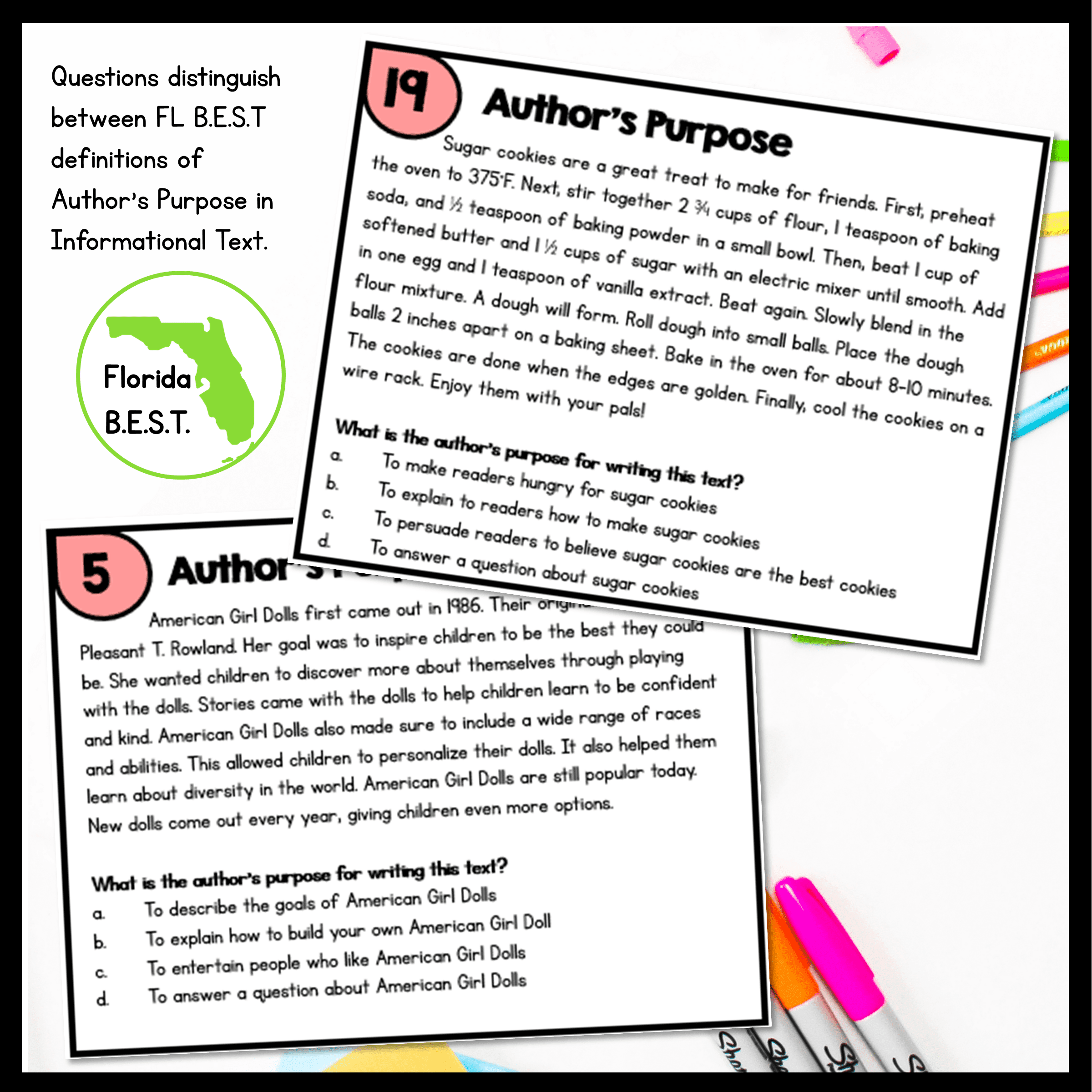 Author's Purpose Task Cards - 3rd Grade - FL BEST ELA.3.R.2.3 - Image 3
