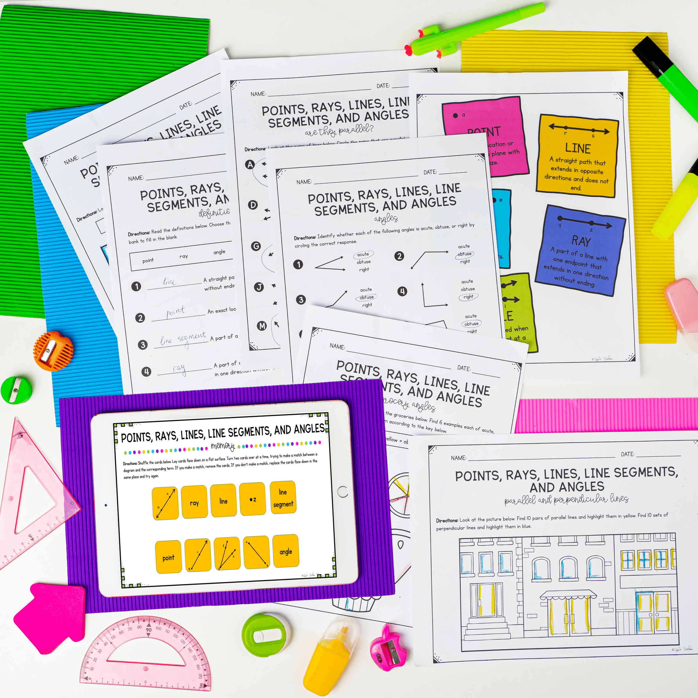 Draw Points, Lines, & Line Segments - 4th Grade Math - Print & Digital - 4.G.A.1 - Image 4