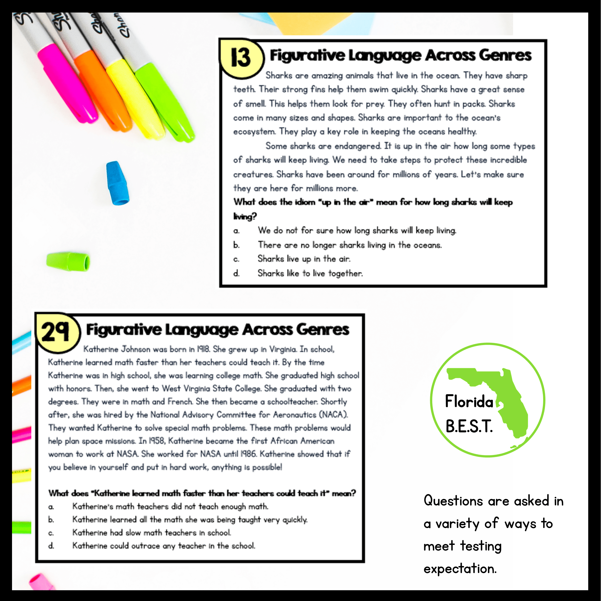 Figurative Language Reading Task Cards - 2nd Grade - Florida FL BEST ELA.2.R.3.1 - Image 4