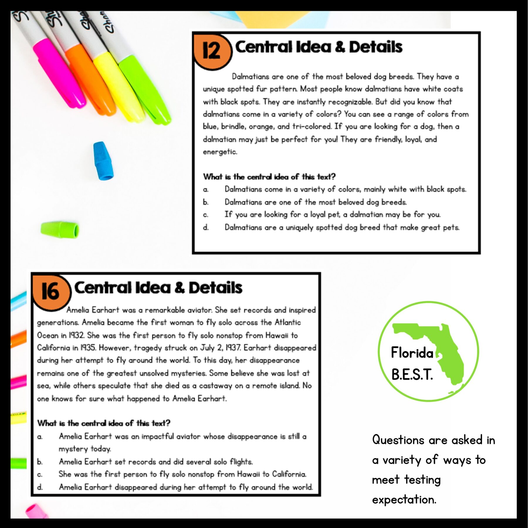 Central Idea & Details Task Cards - 2nd Grade - FL BEST ELA.2.R.2.2 - Image 4