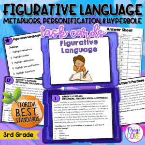 Figurative Language Reading Task Cards - 3rd Grade - FL BEST ELA.3.R.3.1 Center