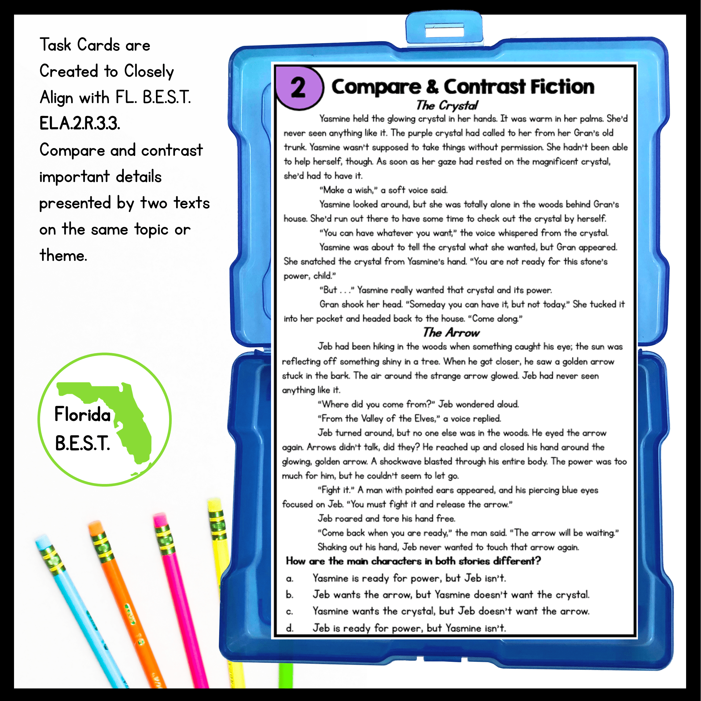 Compare and Contrast Reading Fiction Task Cards - 2nd Grade FL BEST ELA.2.R.3.3 - Image 2