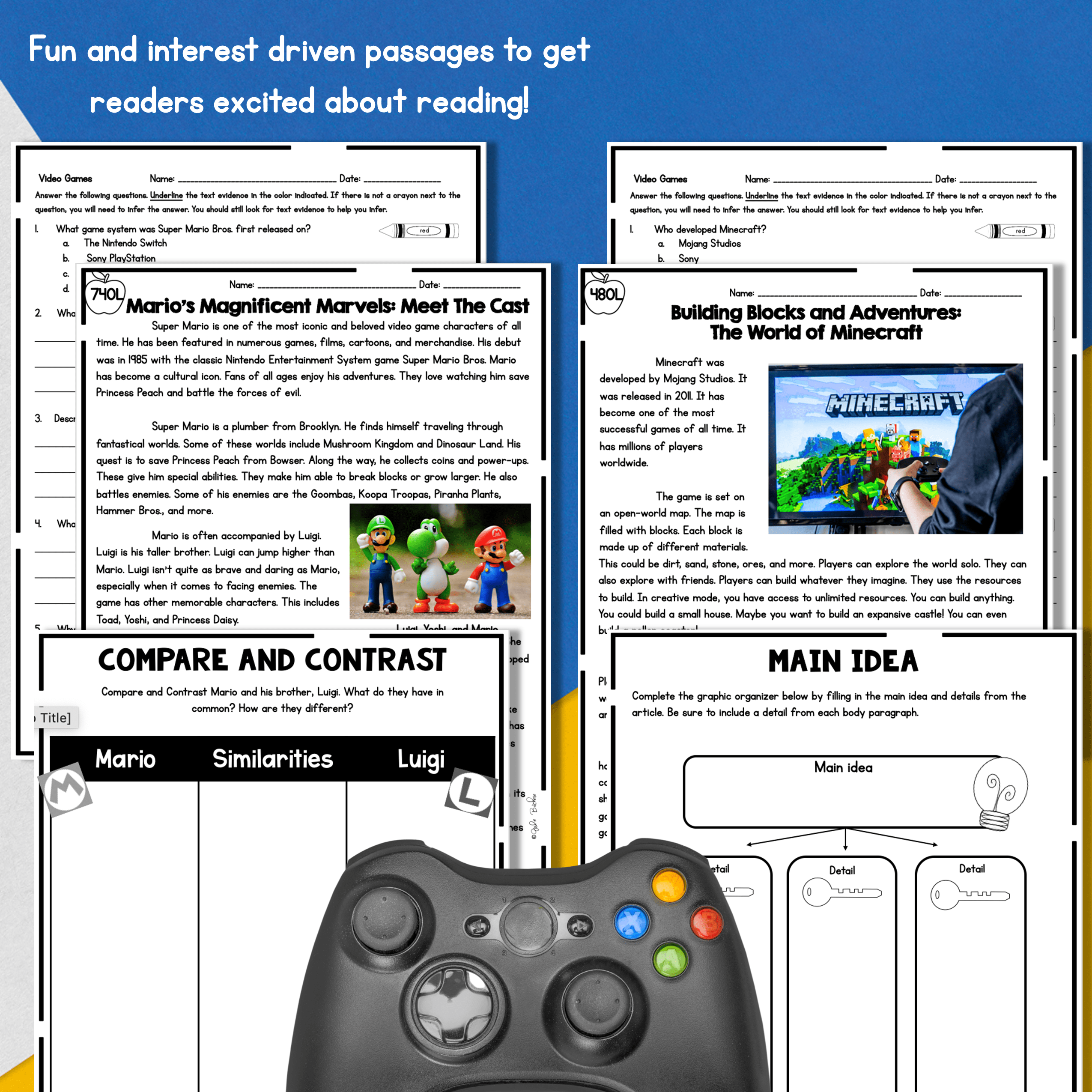 Video Games Differentiated Reading Comprehension Passages Lexile Leveled - Image 2