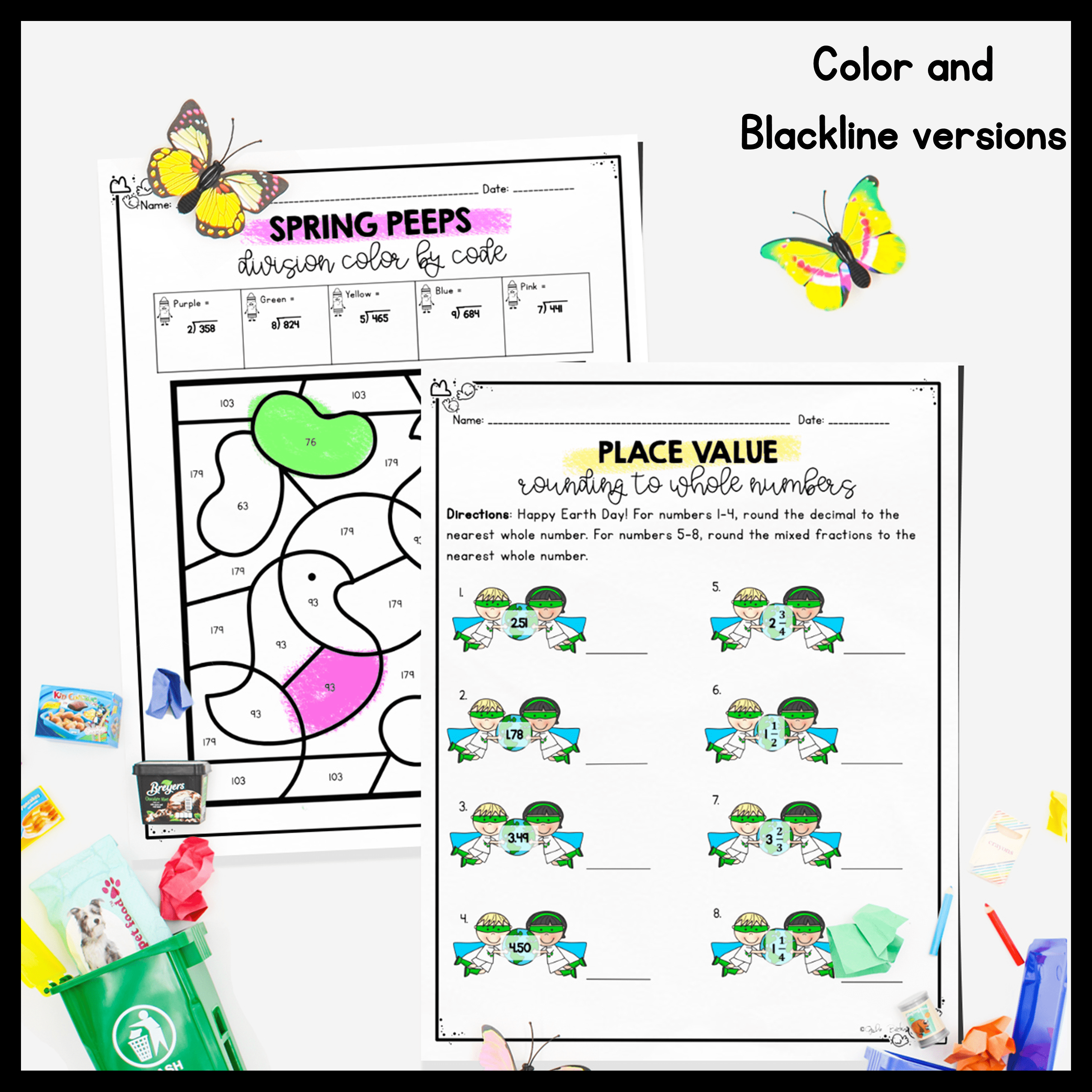 April Themed Math Practice - 4th Grade - Image 2