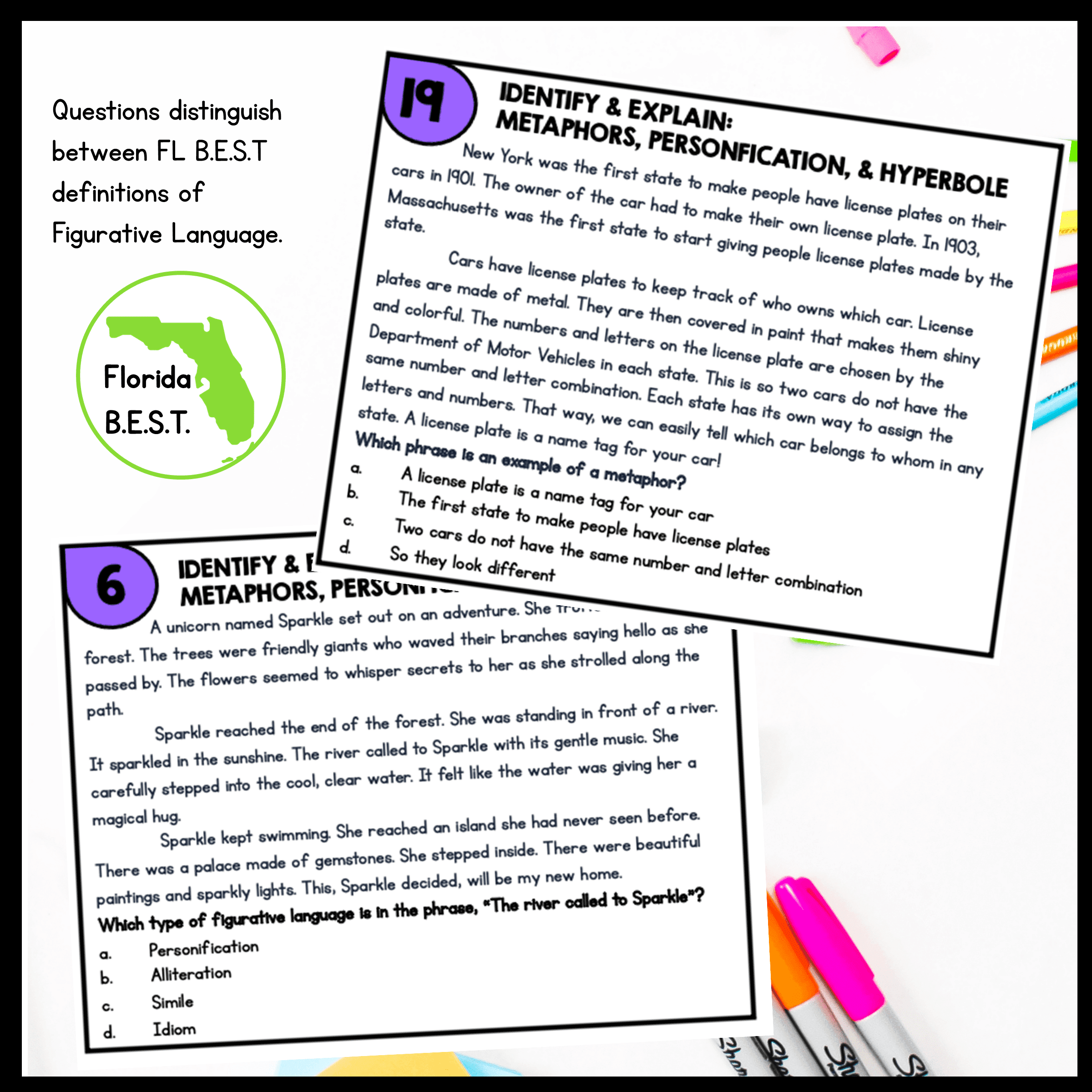 Figurative Language Reading Task Cards - 3rd Grade - FL BEST ELA.3.R.3.1 Center - Image 3