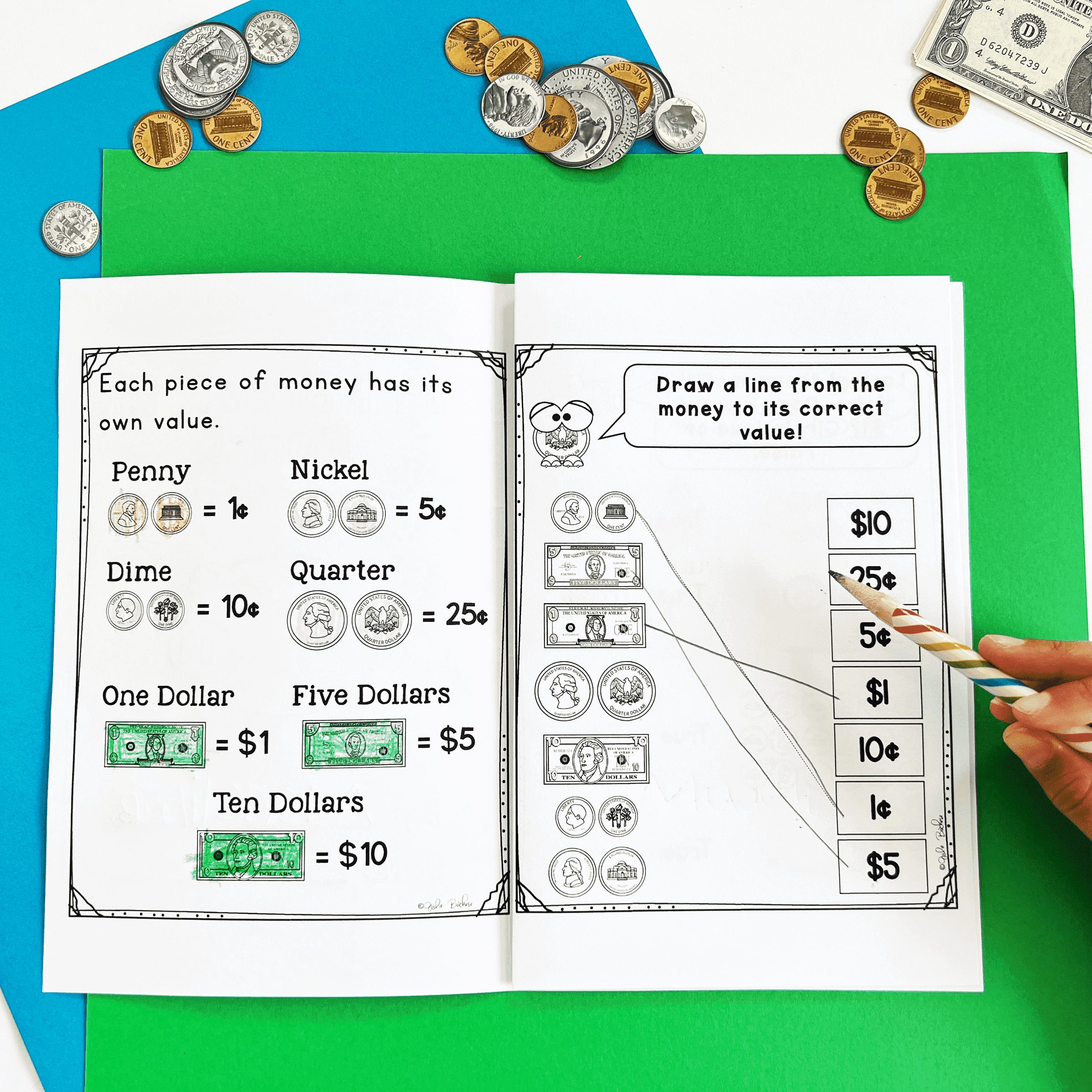 Money Penny Nickels Dimes Quarters 1st Grade Math FL BEST MA.1.M.2.2 MA.1.M.2.3 - Image 3