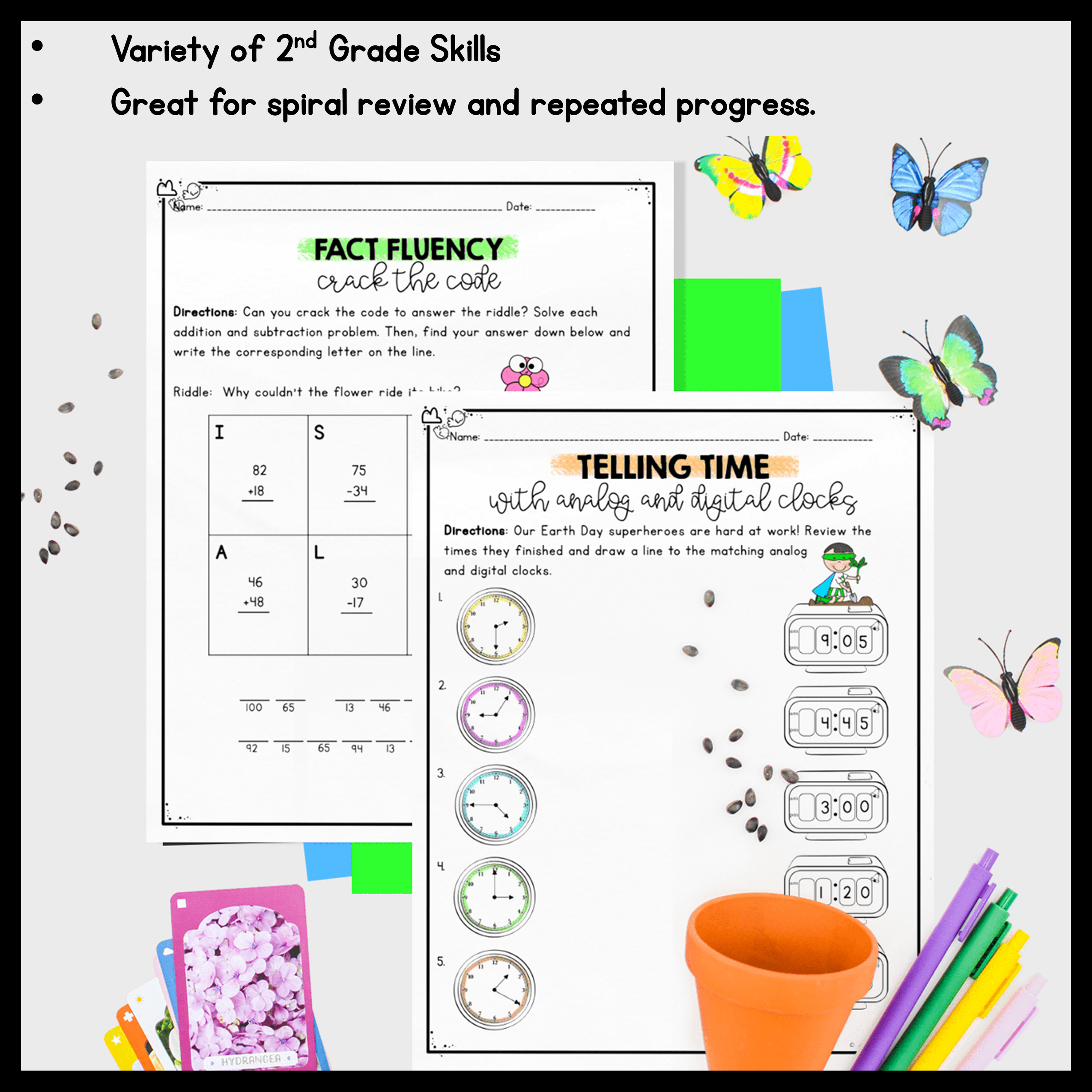 April Themed Math Practice - 2nd Grade - Image 3