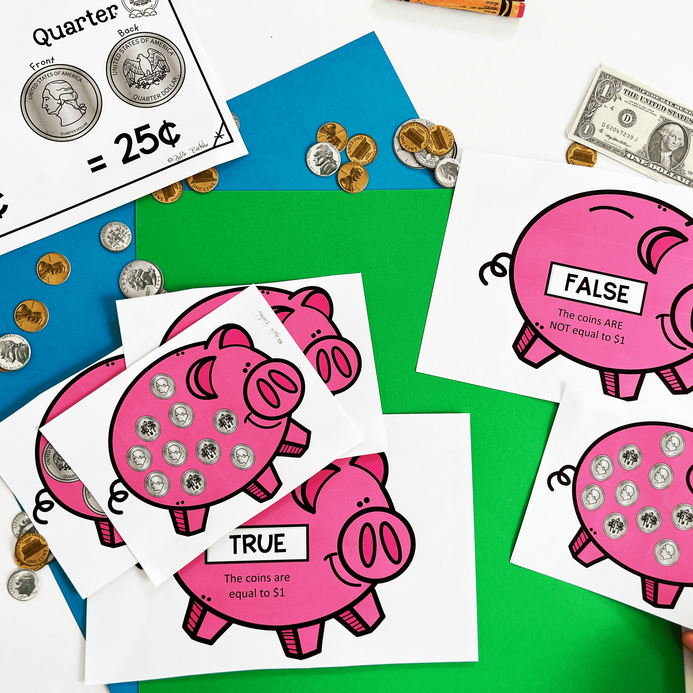 Money Penny Nickels Dimes Quarters 1st Grade Math FL BEST MA.1.M.2.2 MA.1.M.2.3 - Image 4