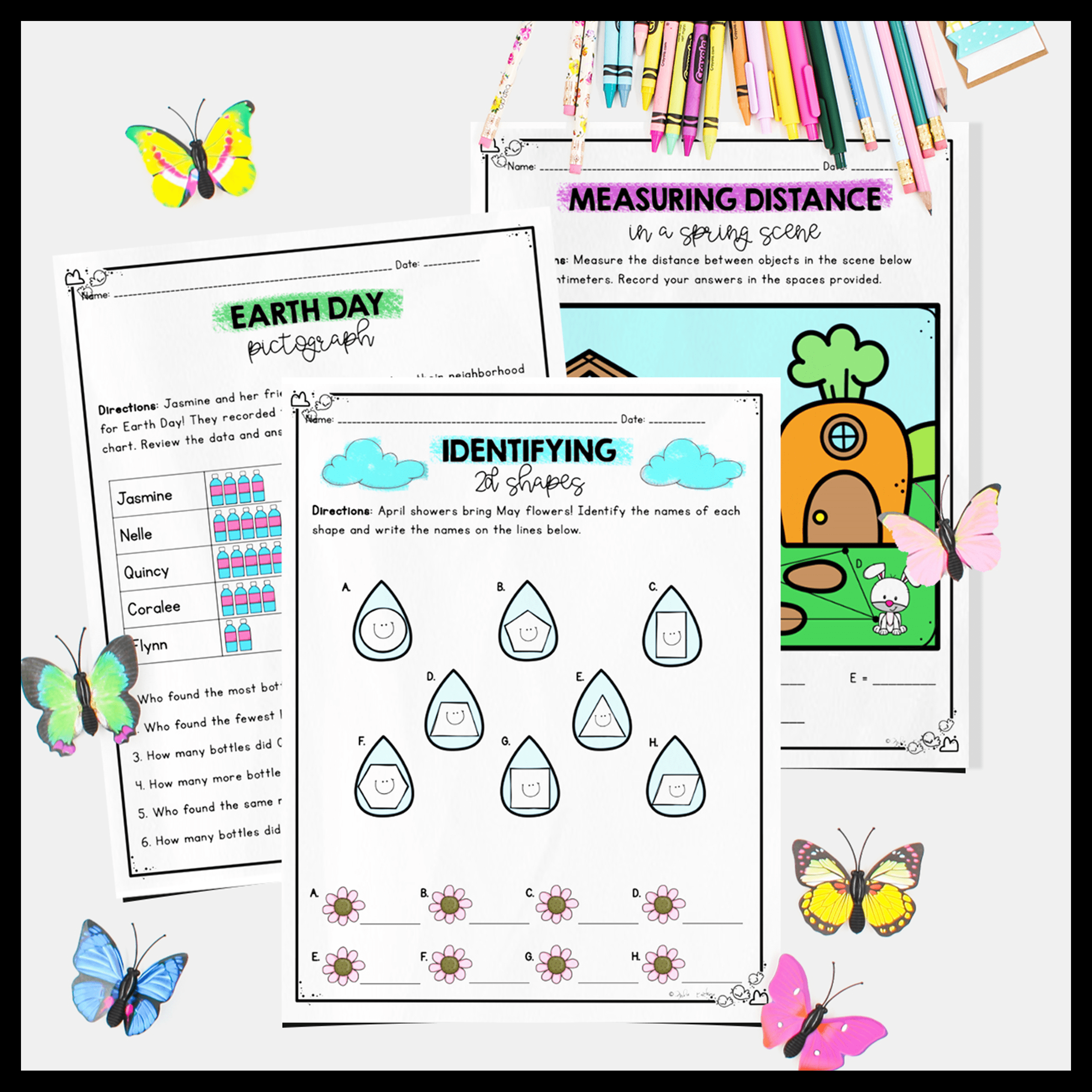 April Themed Math Practice - 2nd Grade - Image 4