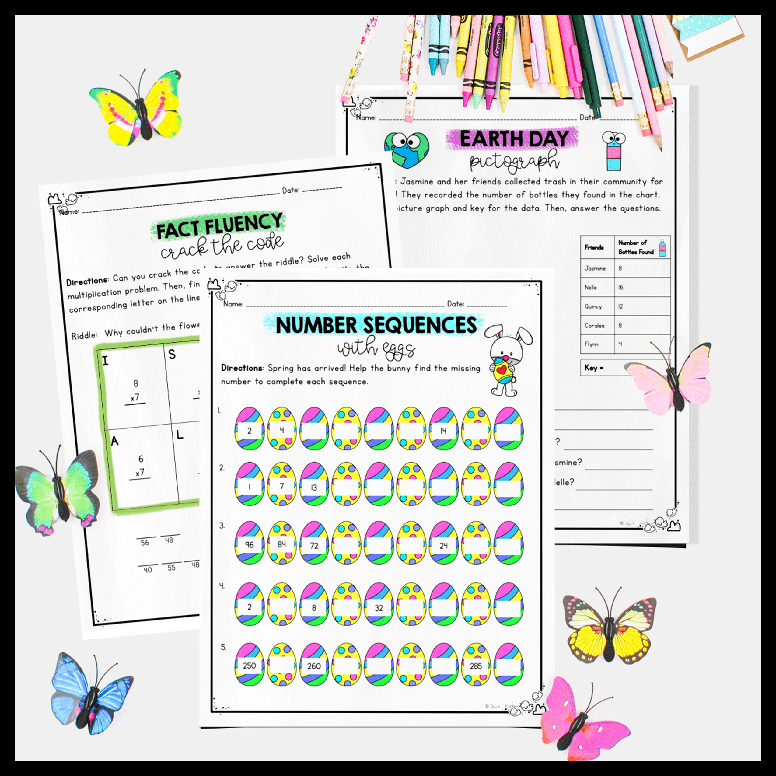 April Themed Math Practice - 3rd Grade - Image 4