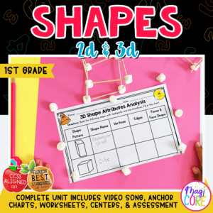 2D and 3D Shape Attributes 1st Grade Math 1.G.A.1 - MA.1.GR.1.1 Worksheets Unit