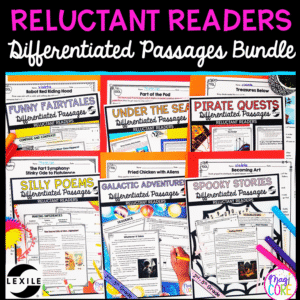 Reluctant Readers Lexile Leveled Fiction Reading Comprehension Passages Bundle