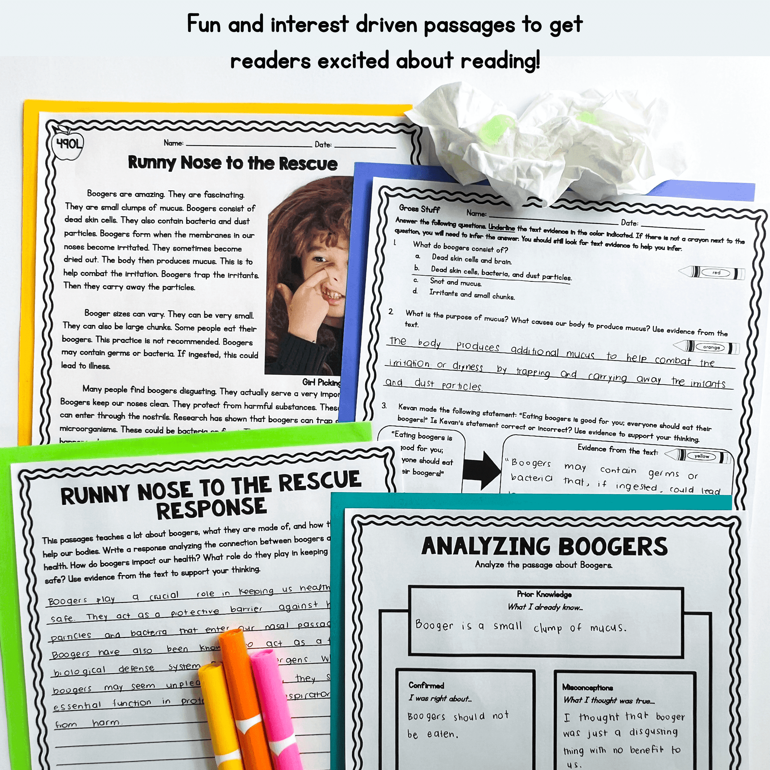 Gross Stuff Differentiated Reading Comprehension Passages, Questions, Worksheets - Image 2