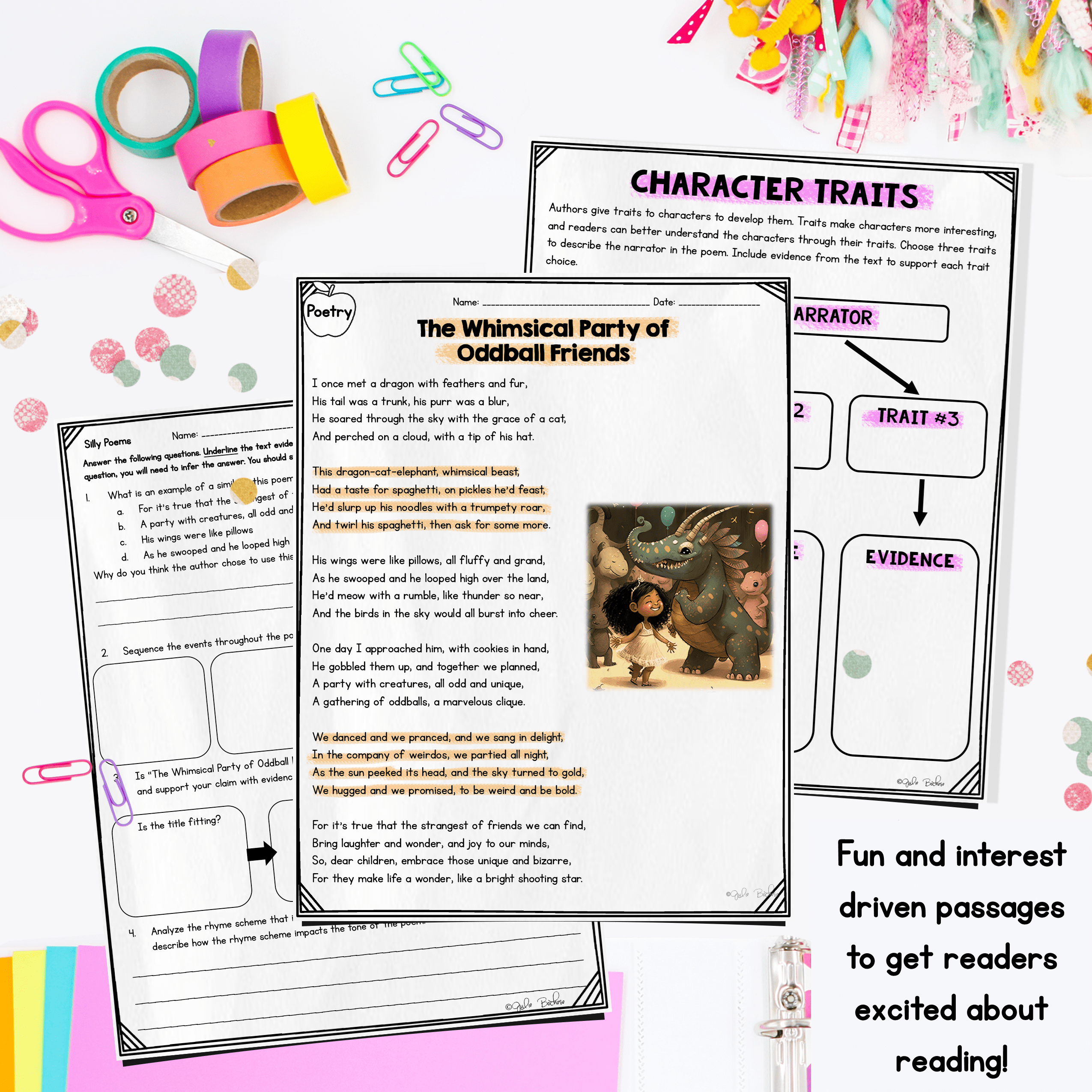 Silly Poems Reading Comprehension Poetry Passages & Questions Worksheet Practice - Image 2