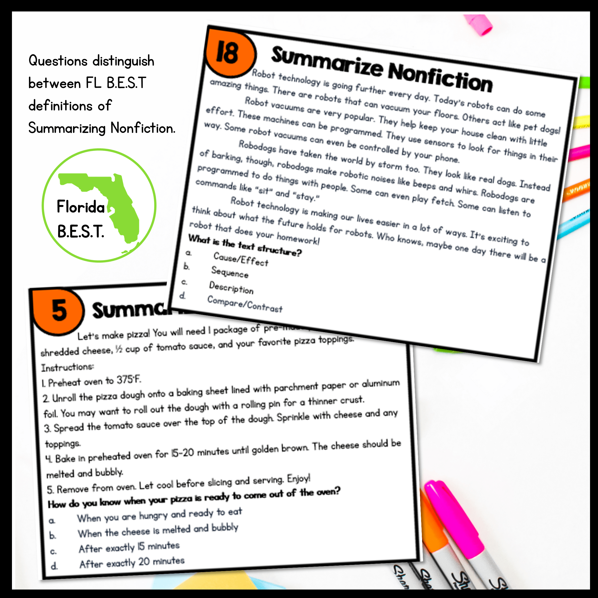 Summarize Nonfiction Task Cards - 3rd Grade - FL BEST ELA.3.R.3.2 Summary - Image 3