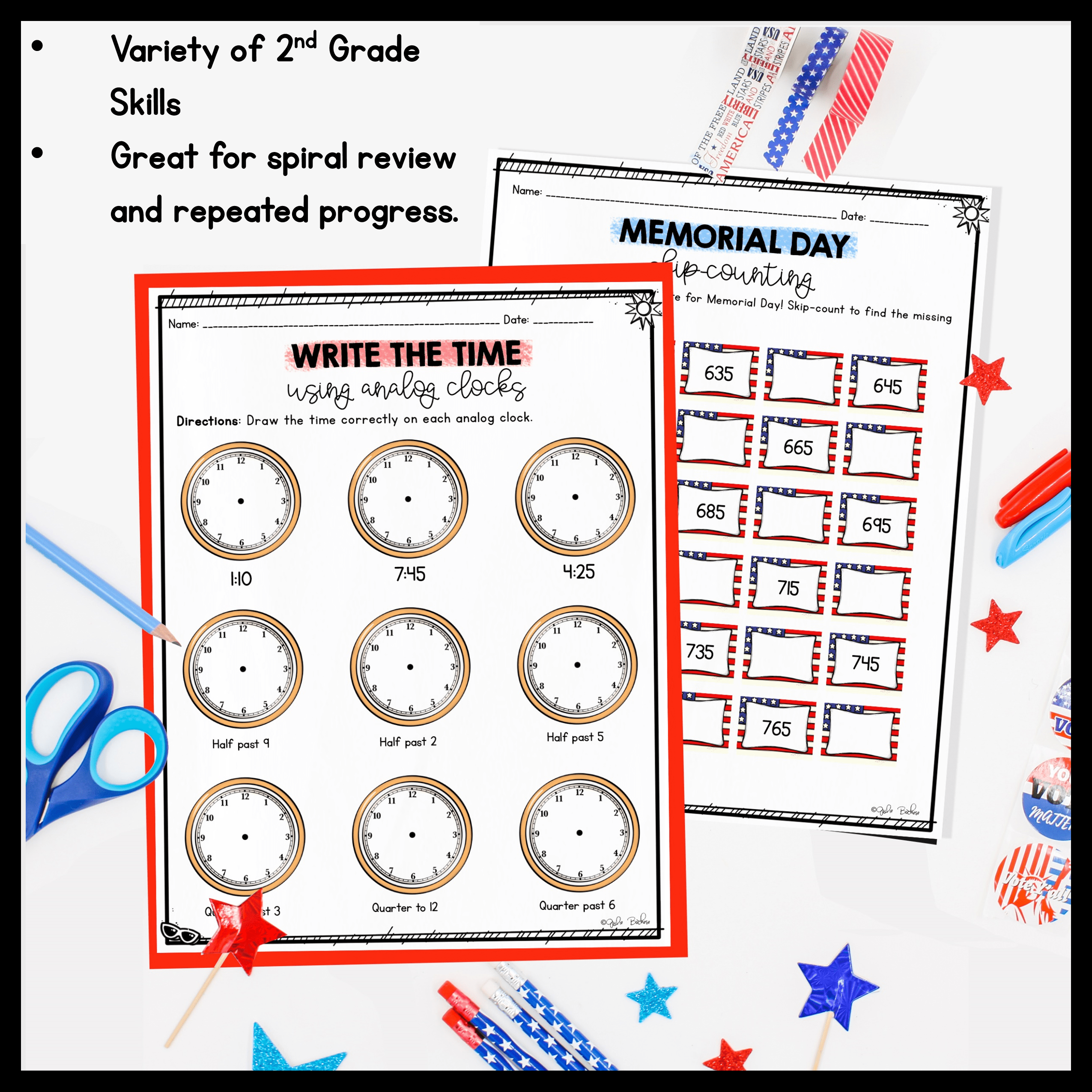 May Themed Math Practice - 2nd Grade - Image 3