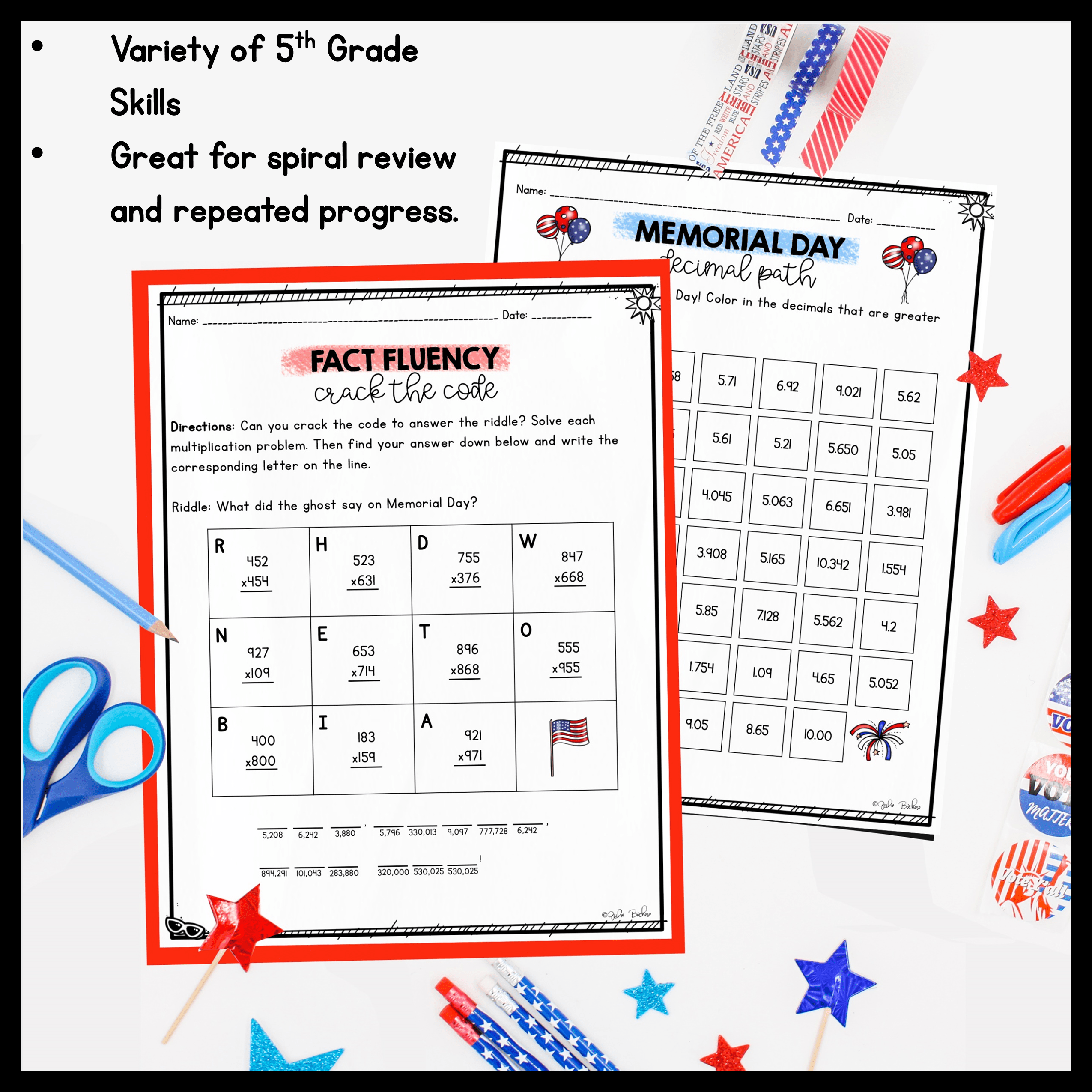 May Themed Math Practice - 5th Grade - Image 3