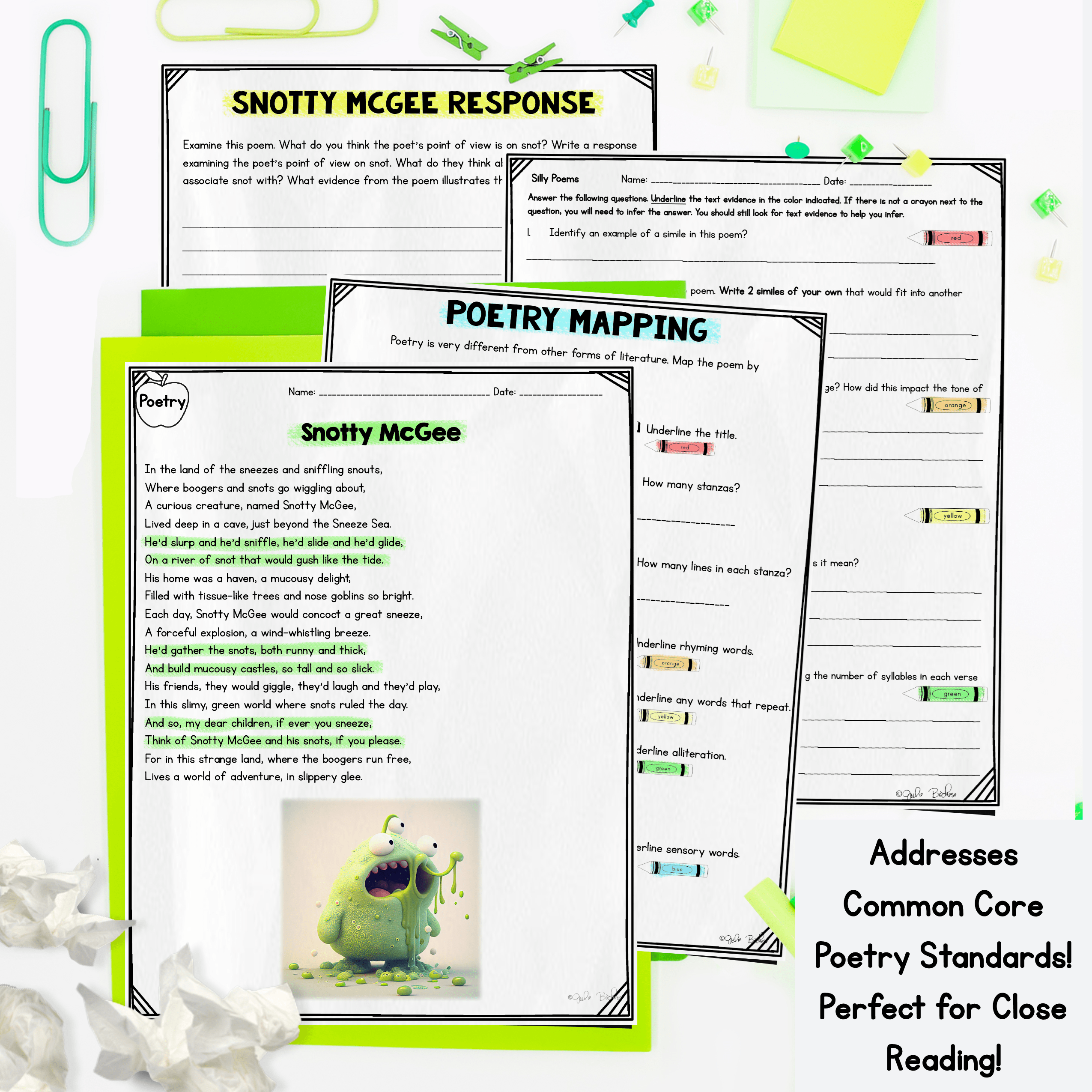 Silly Poems Reading Comprehension Poetry Passages & Questions Worksheet Practice - Image 3