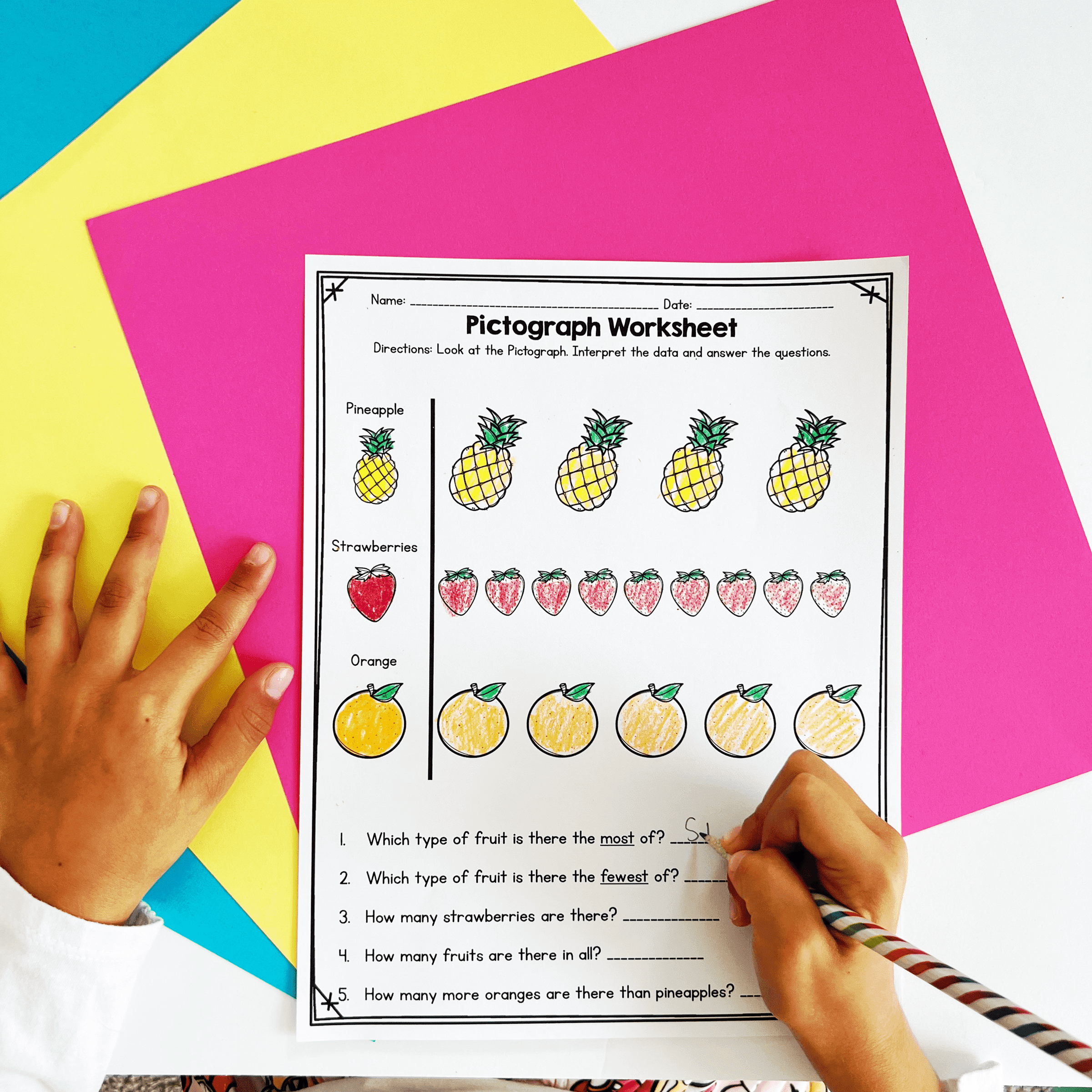 Bar Graphs & Pictographs - 1st Grade Math - 1.MD.C.4 Worksheets Activities Unit - Image 3