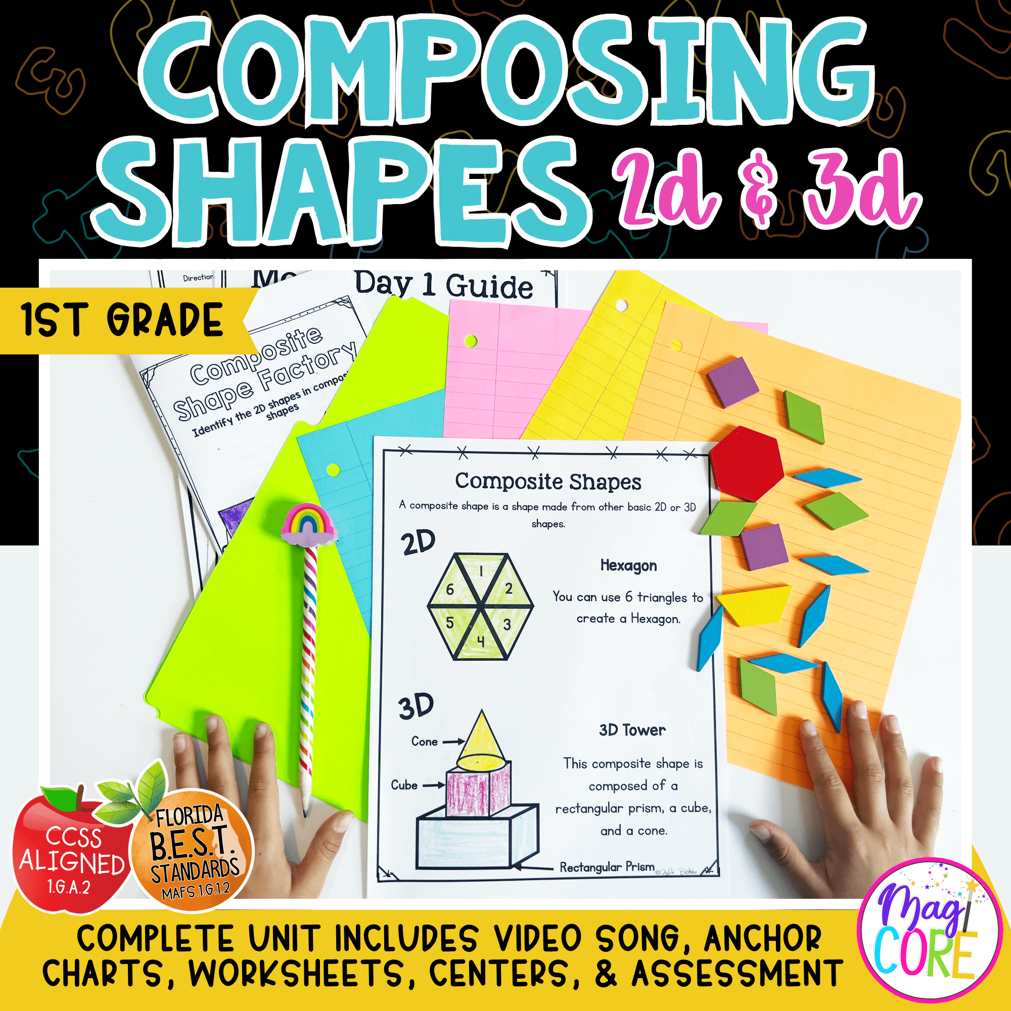 Composing Shapes - 2D & 3D - 1st Grade Math - 1.G.A.2