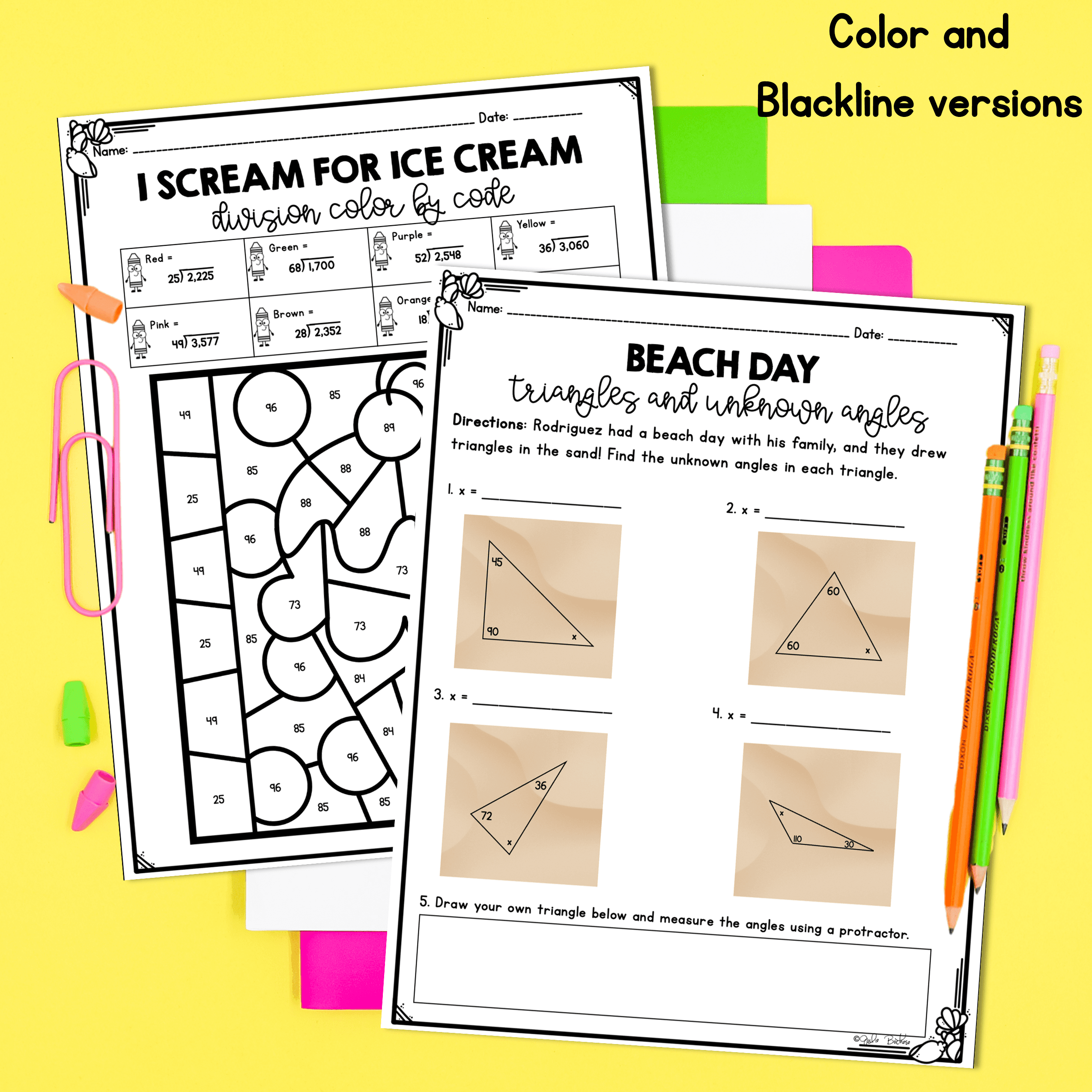 June Themed Math Practice - 5th Grade - Image 2