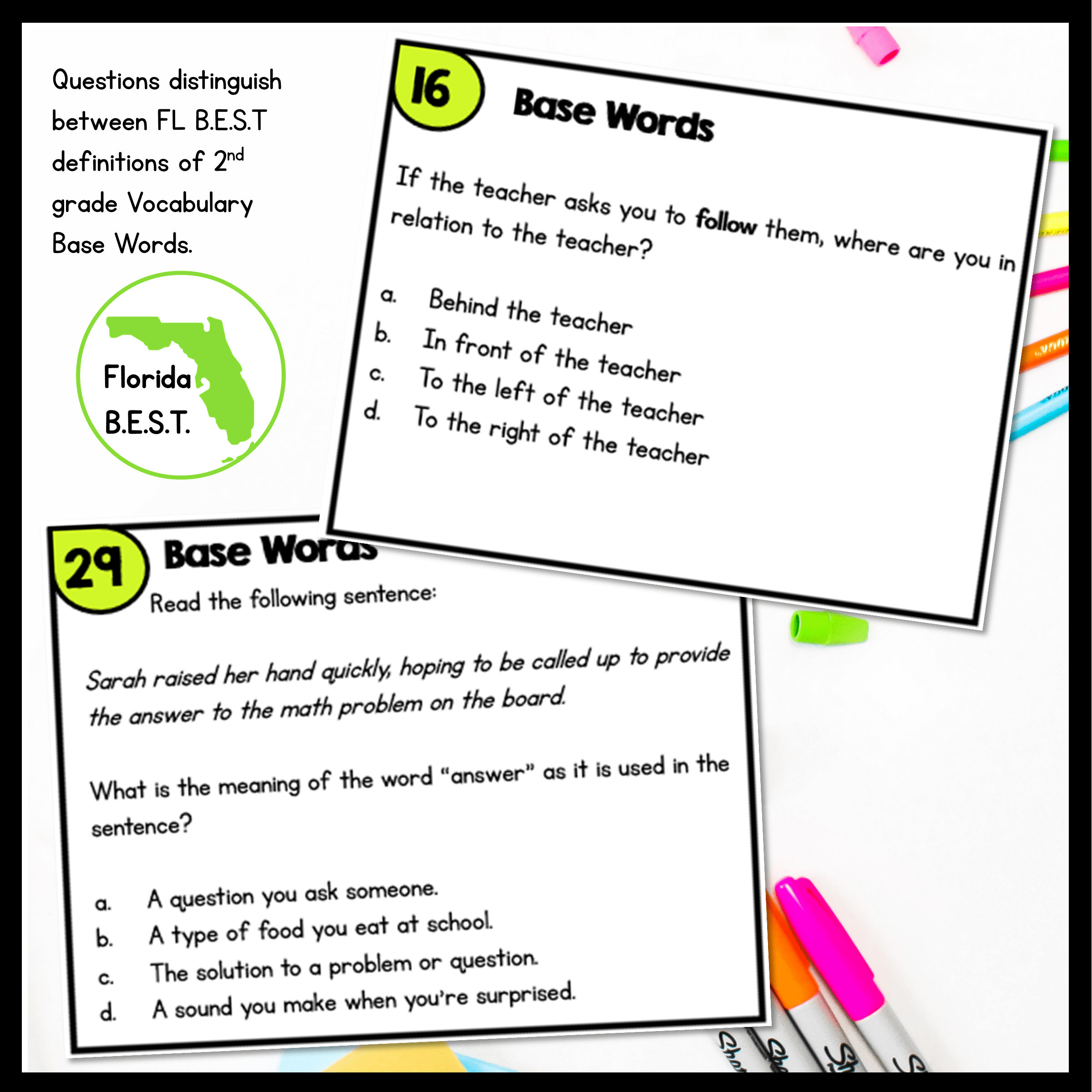 Vocabulary Base Words Task Cards 2nd Grade FL BEST ELA.2.V.1.3 Morphology Center - Image 3
