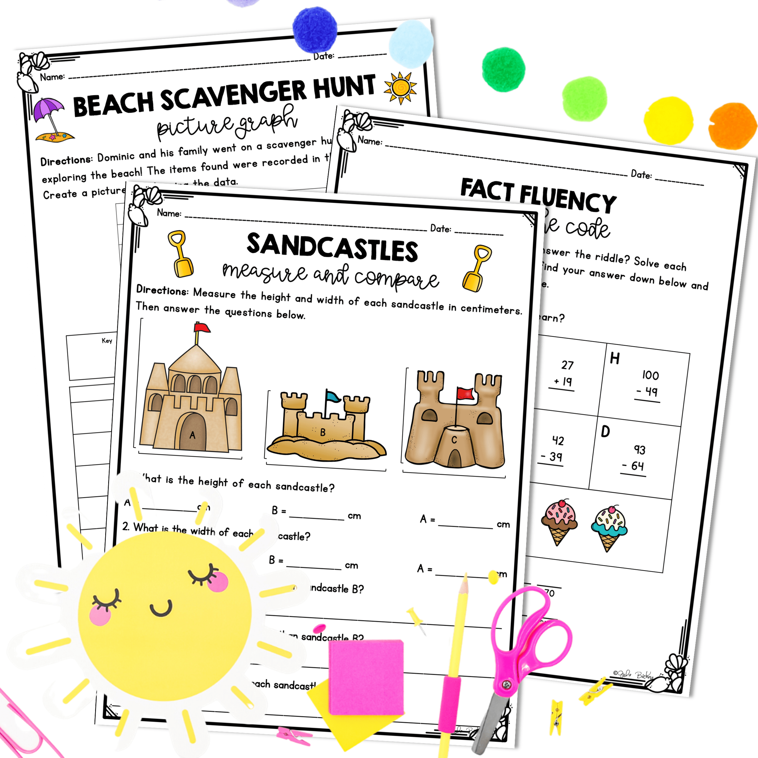 June Themed Math Practice - 2nd Grade - Image 4