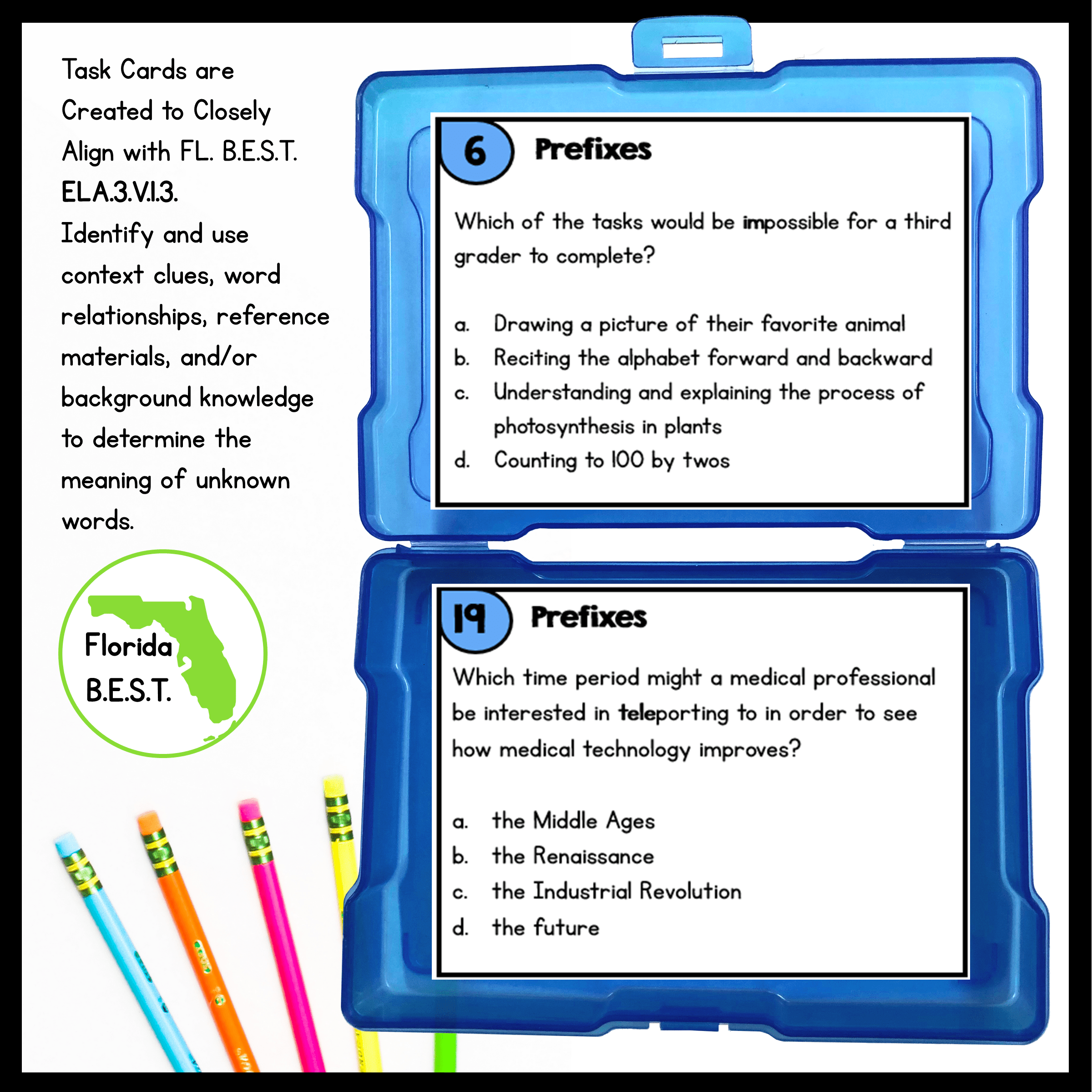 Vocabulary Prefixes Task Cards 3rd Grade FL BEST ELA.3.V.1.3 Morphology Activity - Image 2
