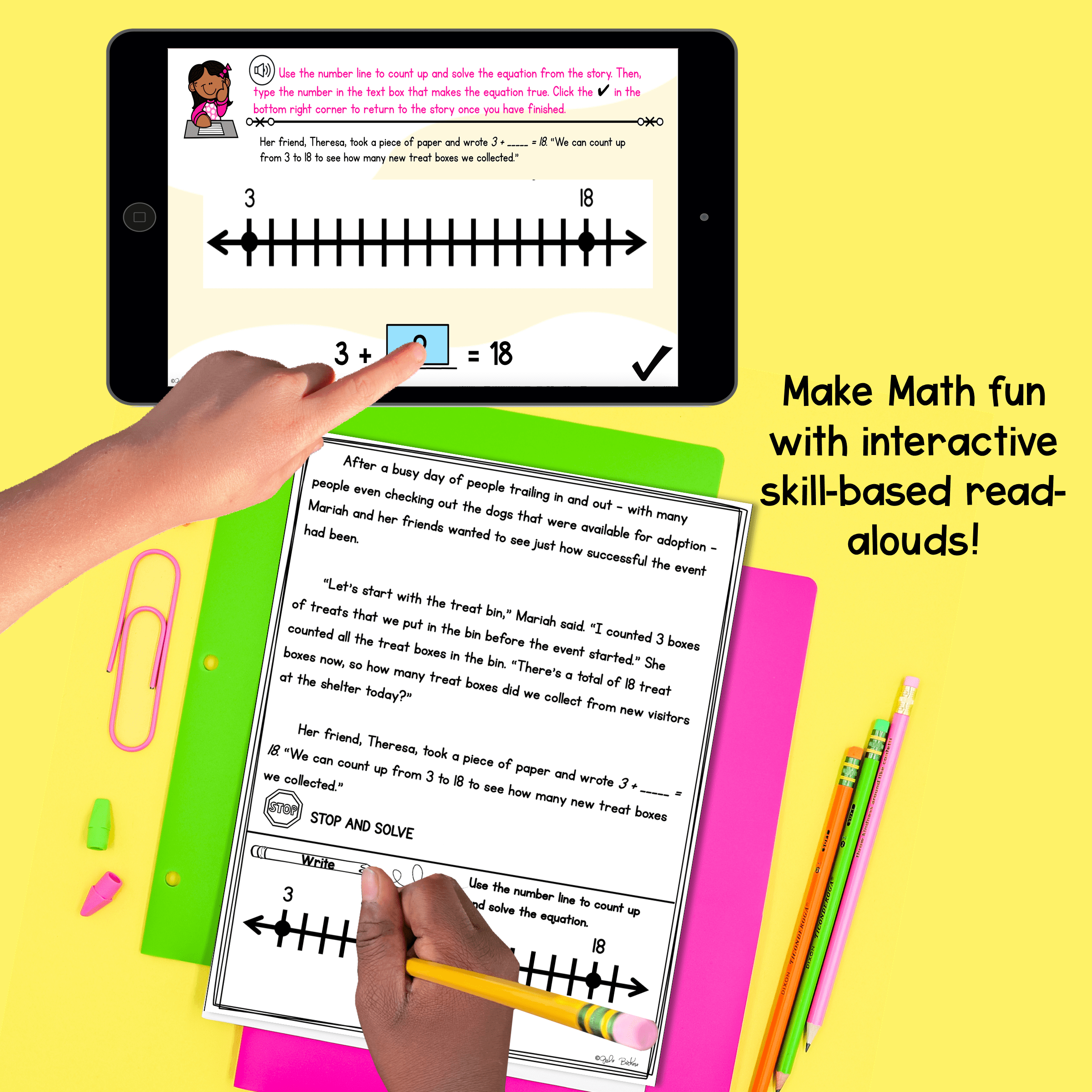 Interactive Math Stories - Addition & Subtraction Word Problems to 20 1st Grade - Image 2