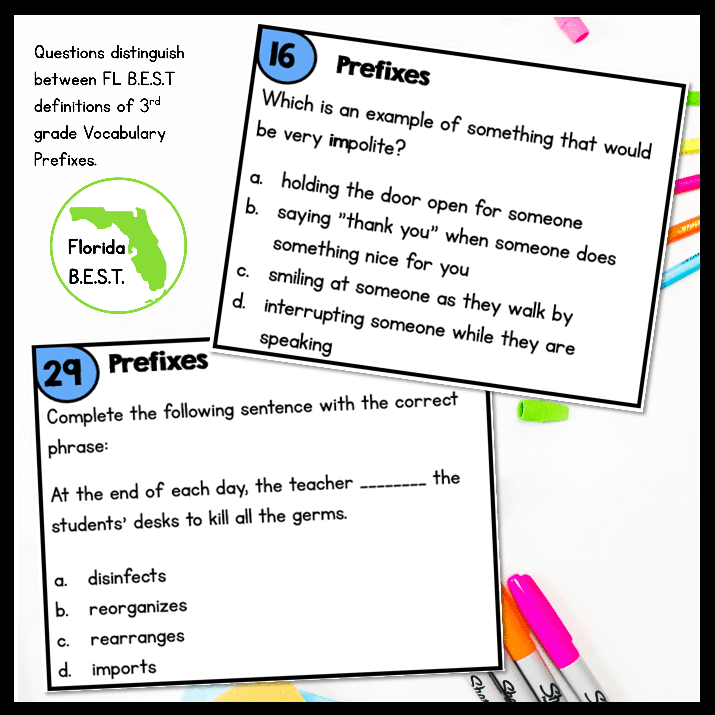 Vocabulary Prefixes Task Cards 3rd Grade FL BEST ELA.3.V.1.3 Morphology Activity - Image 3