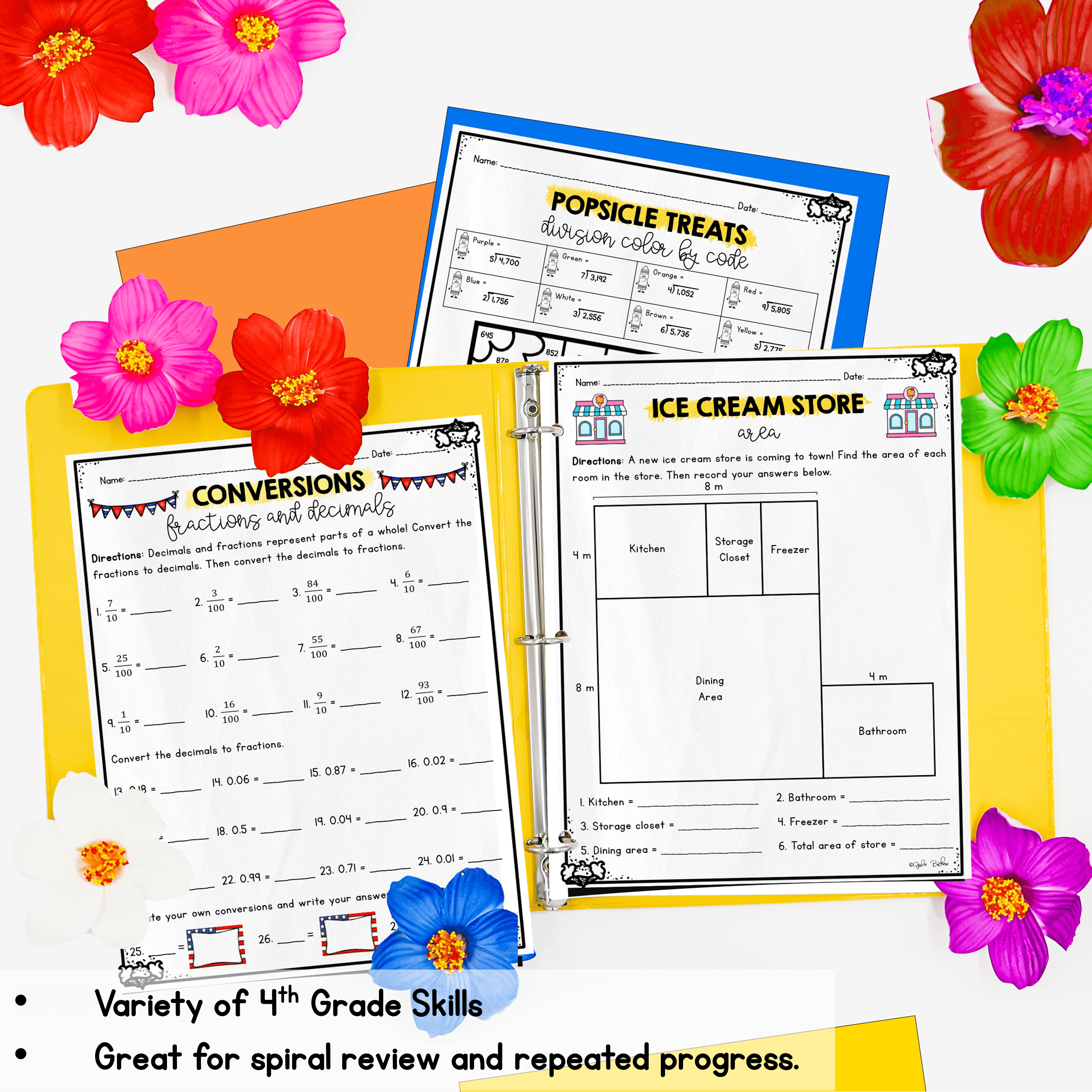 July Themed Math Practice - 4th Grade - Image 3