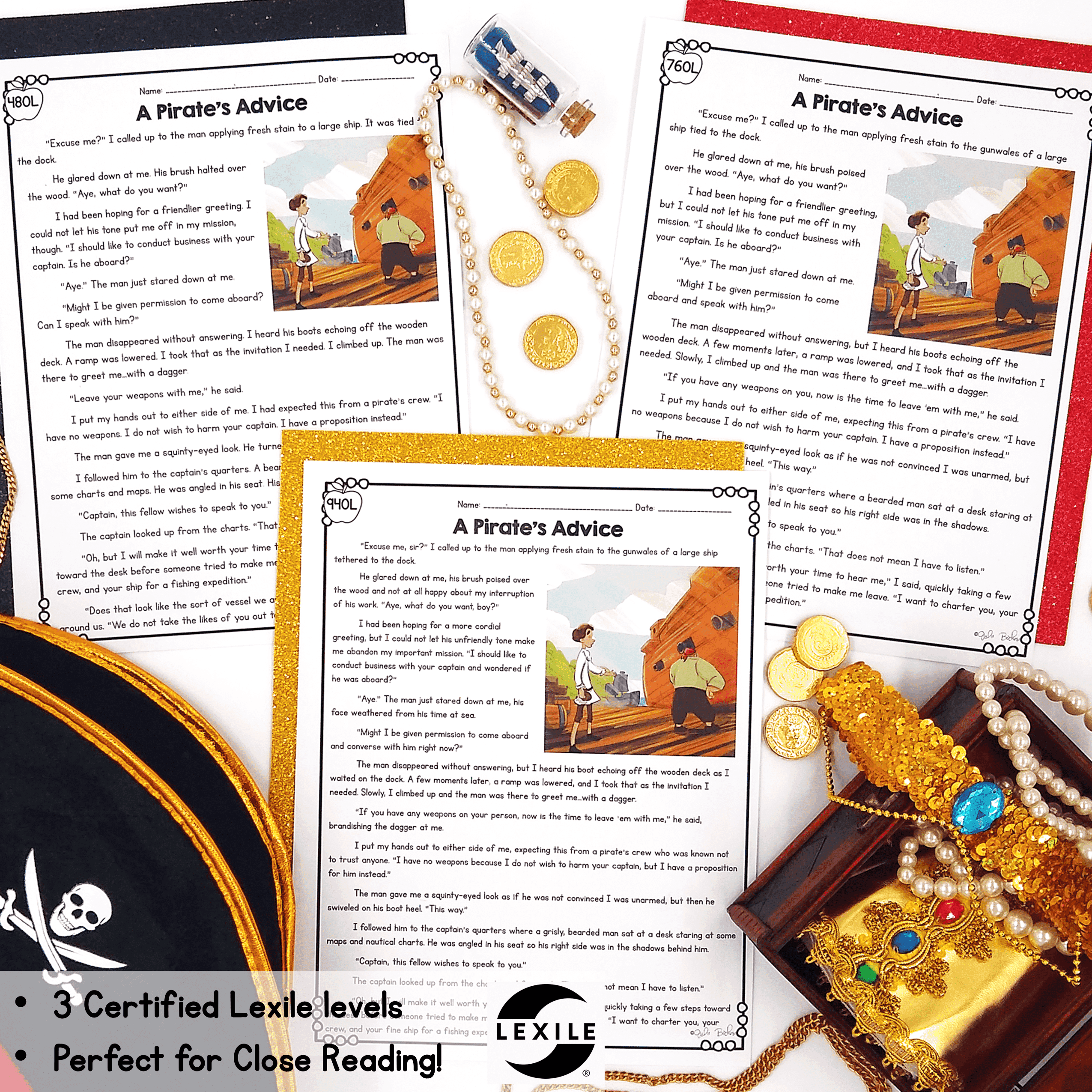 Pirate Differentiated Reading Comprehension Passages Questions Lexile Leveled - Image 3