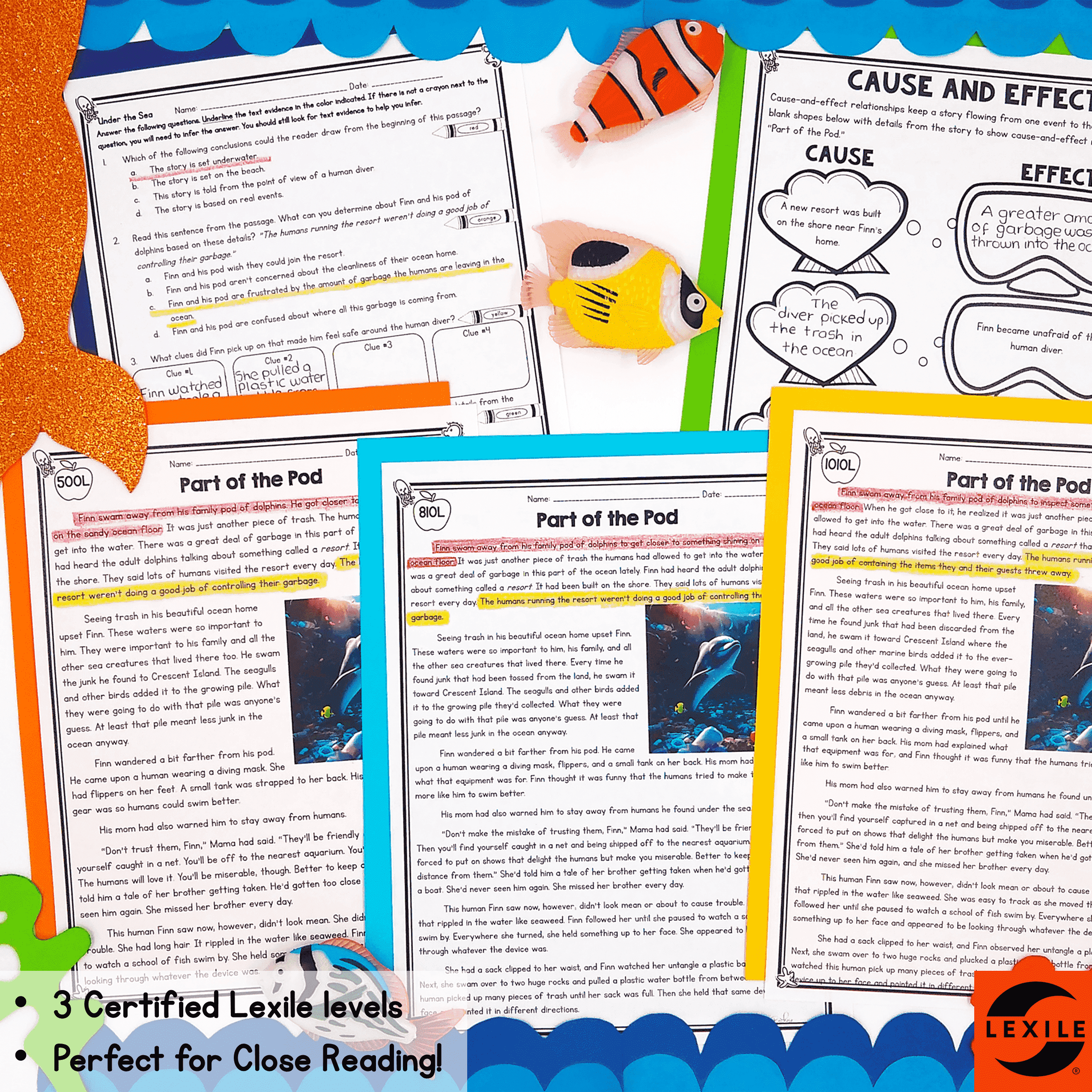 Under the Sea Differentiated Reading Comprehension Passages Lexile Level Fiction - Image 3
