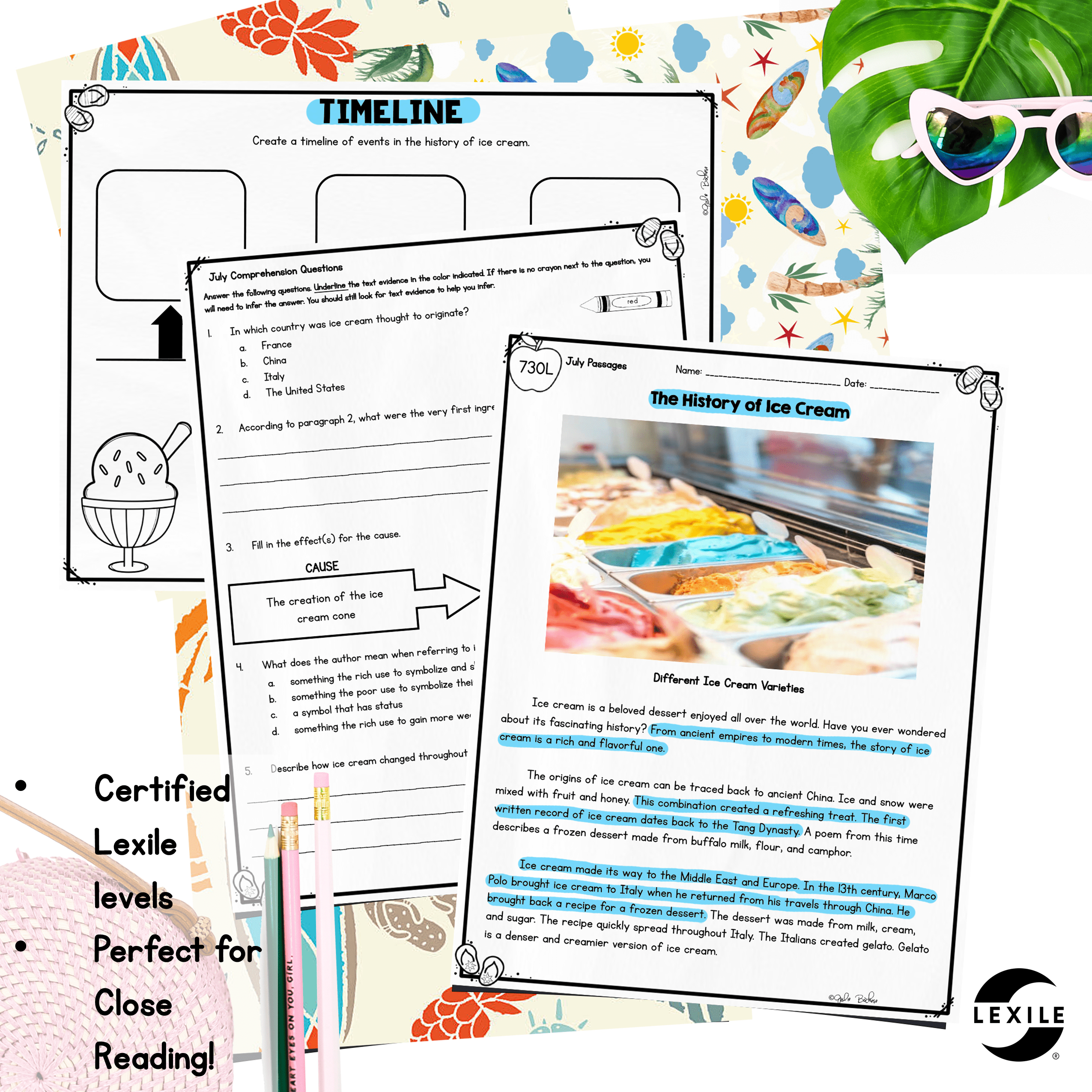 July Lexile Leveled Differentiated Reading Passages - 2nd & 3rd Grade - Image 3