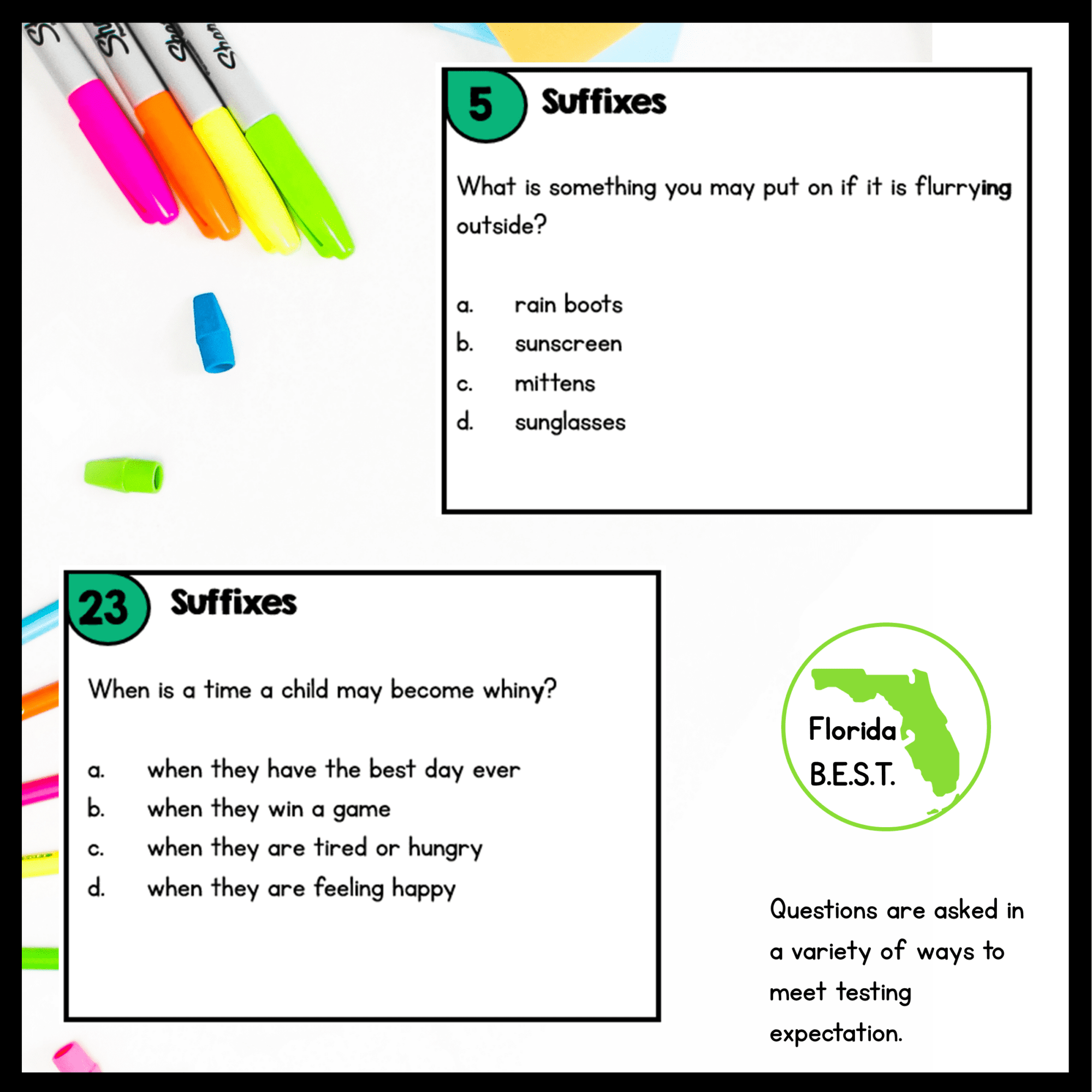 Vocabulary Suffixes Task Cards 3rd Grade FL BEST ELA.3.V.1.3 Morphology Activity - Image 4