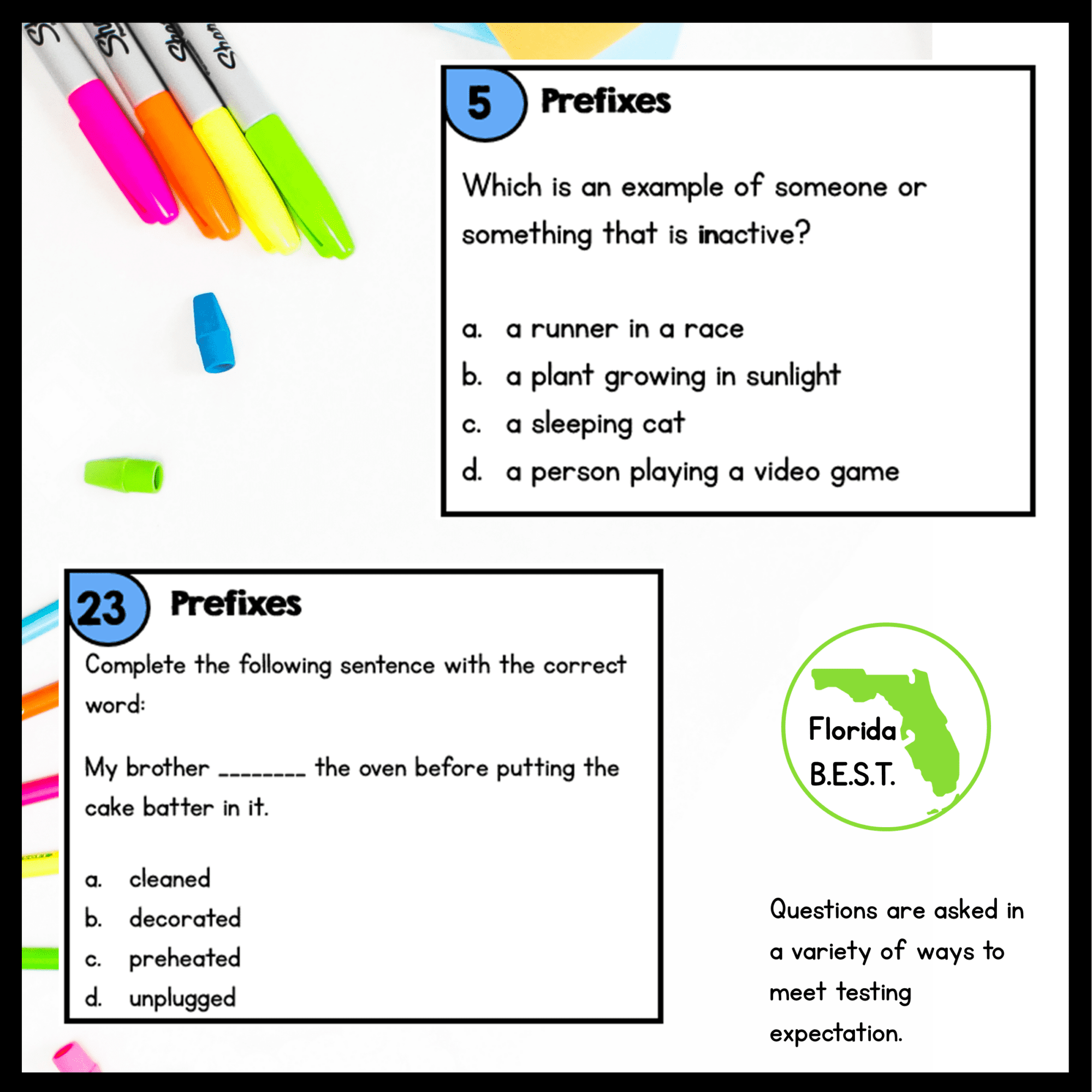 Vocabulary Prefixes Task Cards 3rd Grade FL BEST ELA.3.V.1.3 Morphology Activity - Image 4