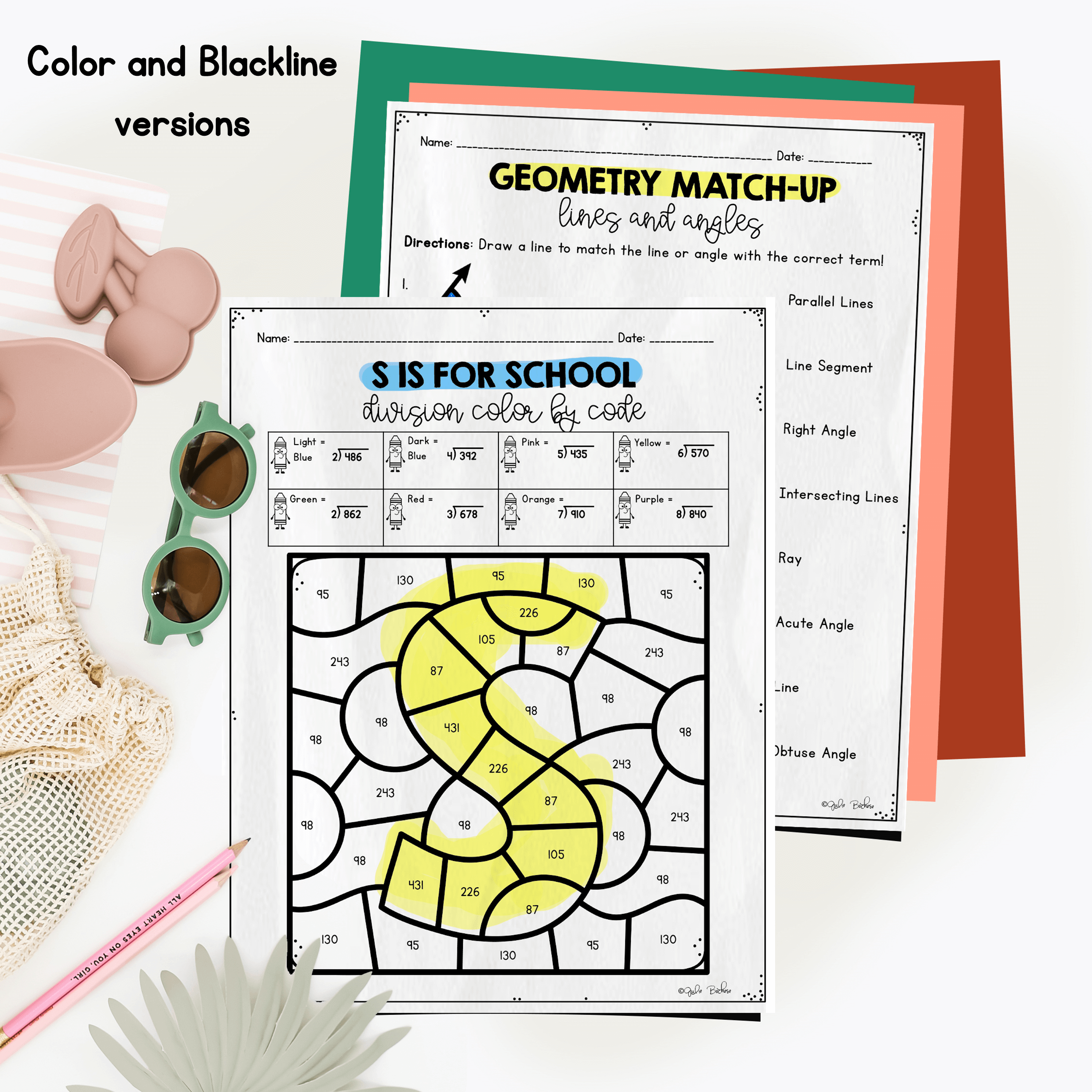 August Themed Math Practice - 4th Grade - Image 2