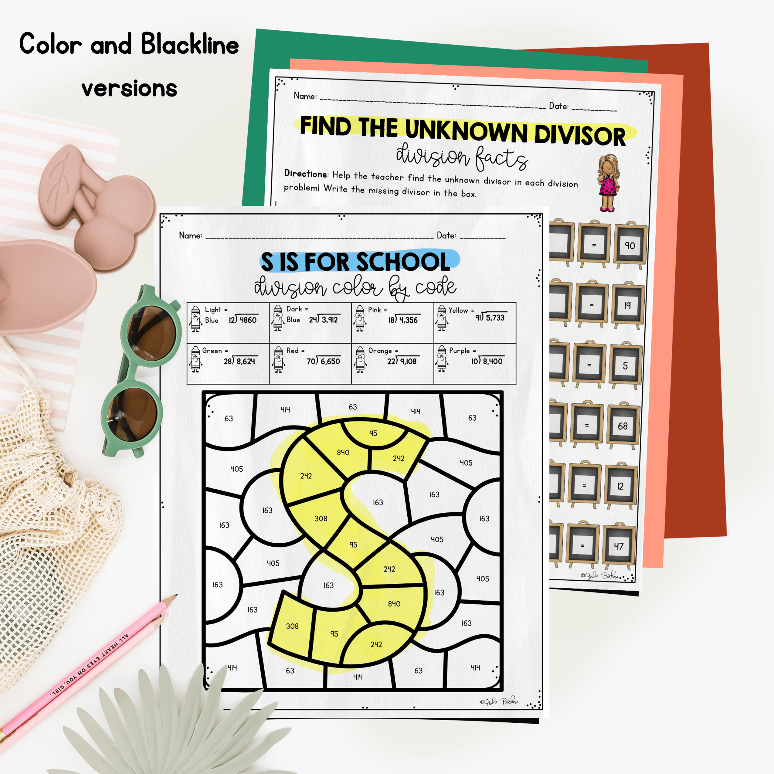 August Themed Math Practice - 5th Grade - Image 2