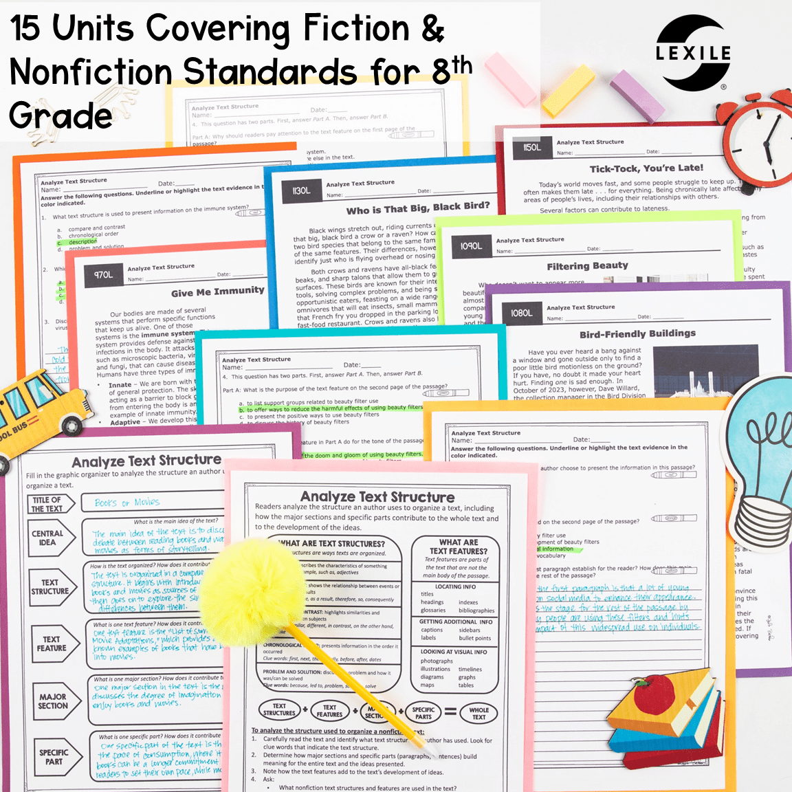 8th Grade Reading Comprehension Growing MEGA Bundle - Lexile Leveled Passages - Image 2